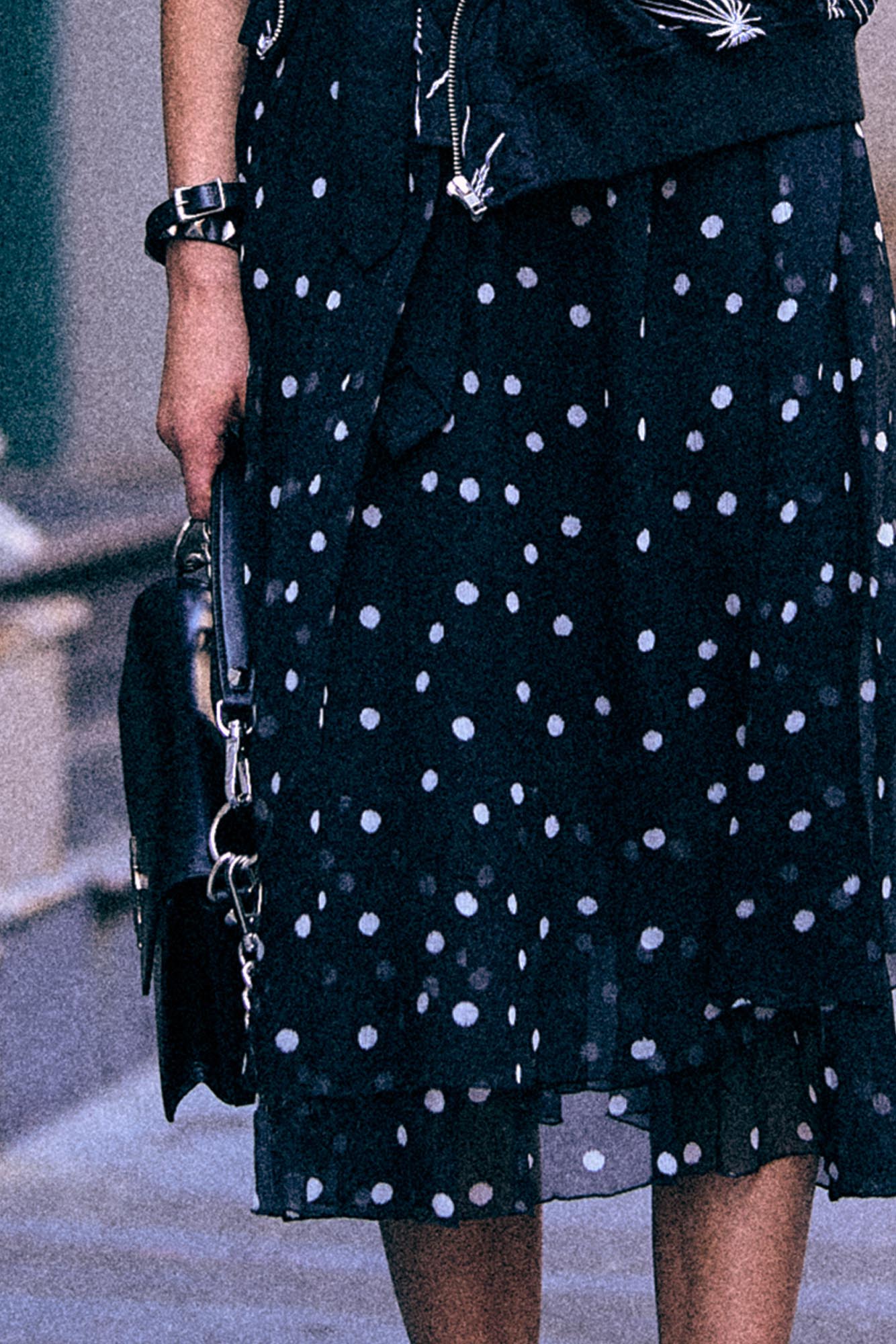 Gathered Tank Dress - Black With White Scattered Dot - R13