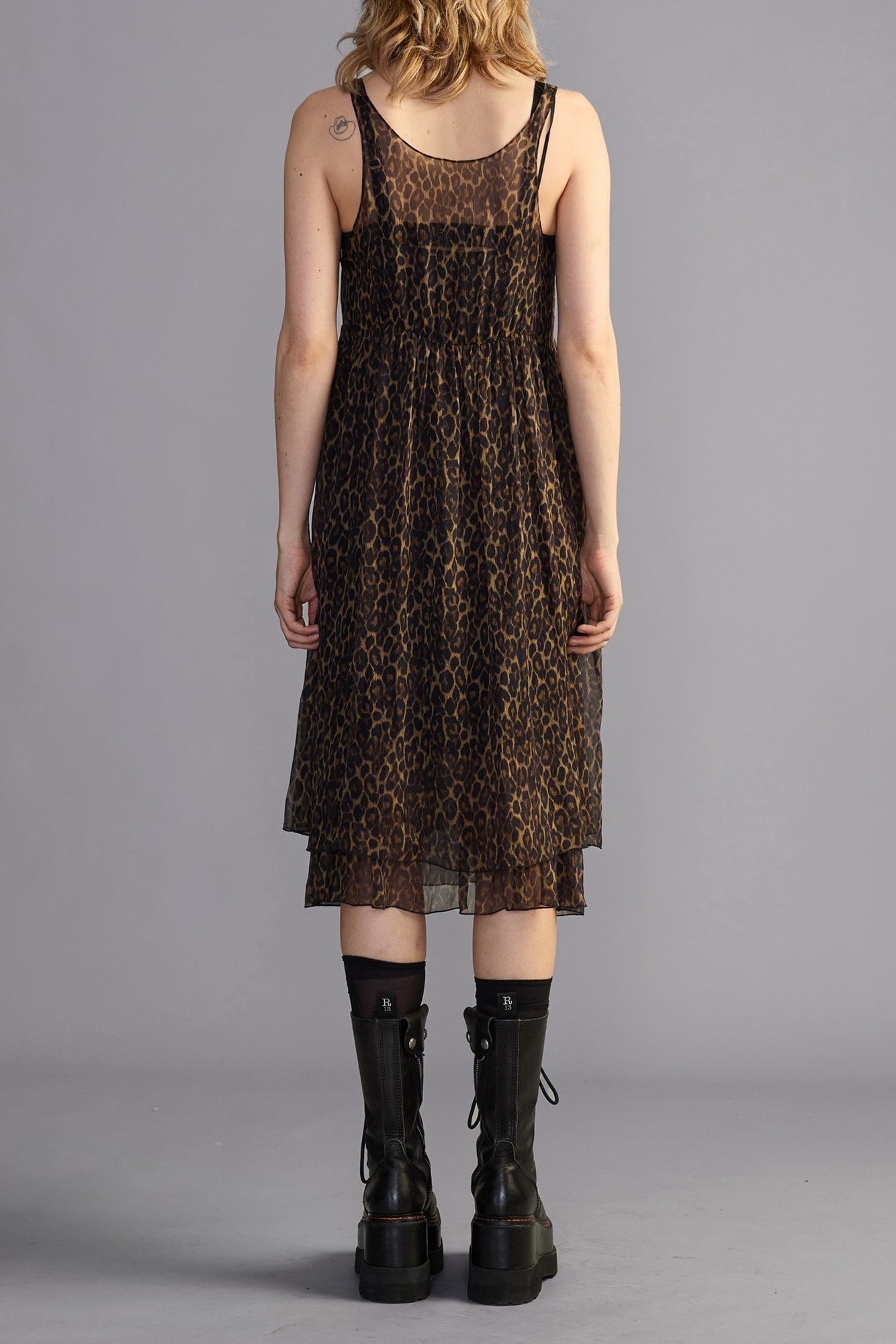 Gathered Tank Dress - Brown Leopard - R13