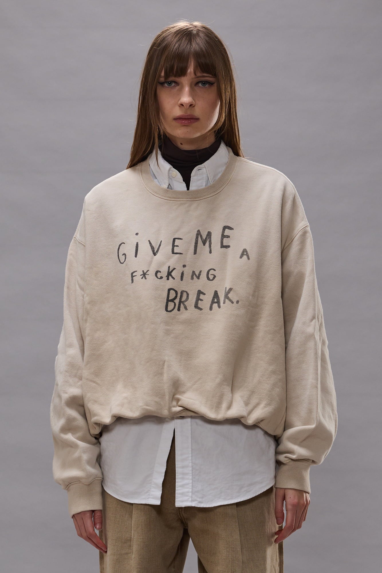 Give Me A Break Balloon Crewneck - Natural Off White - R13