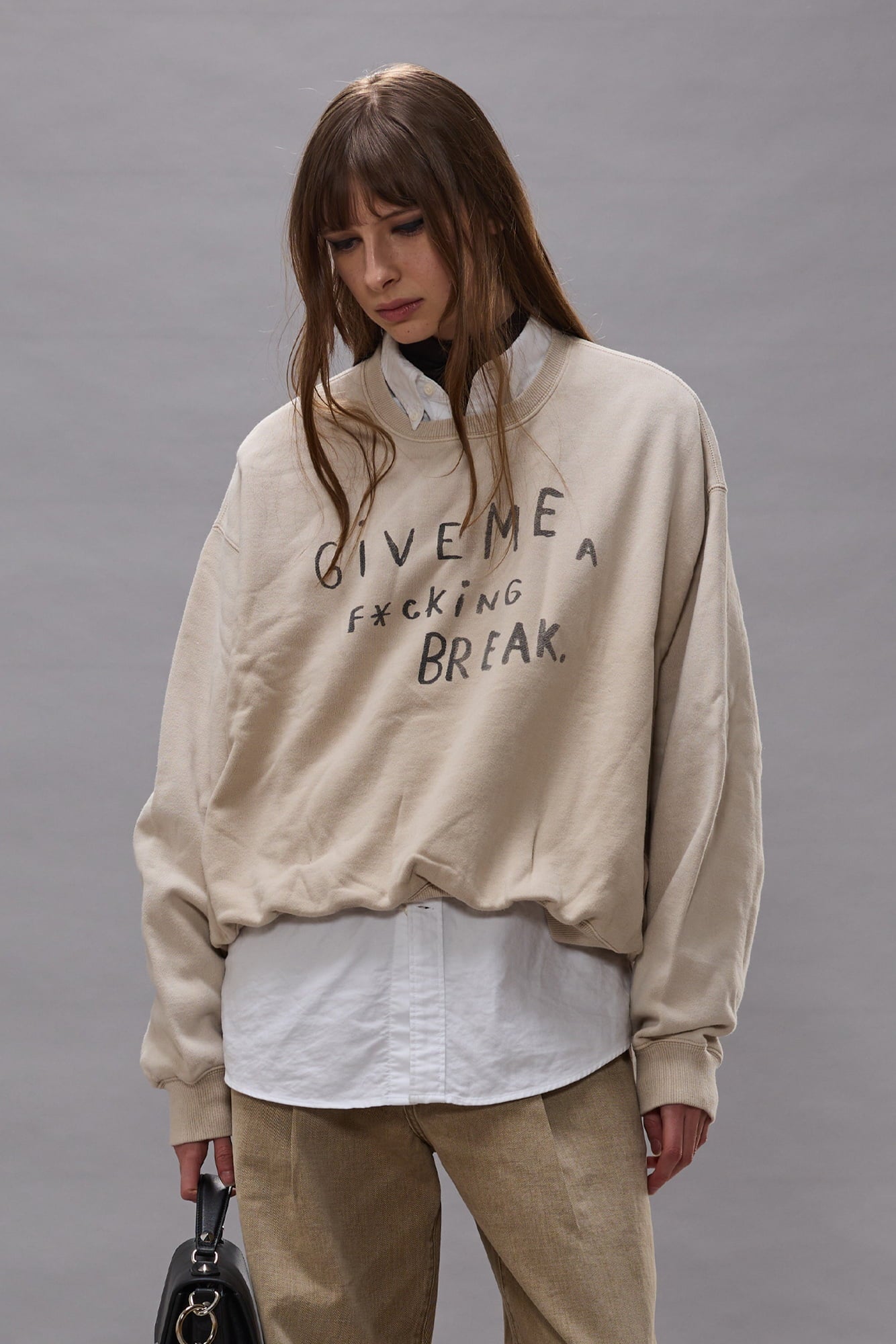 Give Me A Break Balloon Crewneck - Natural Off White
