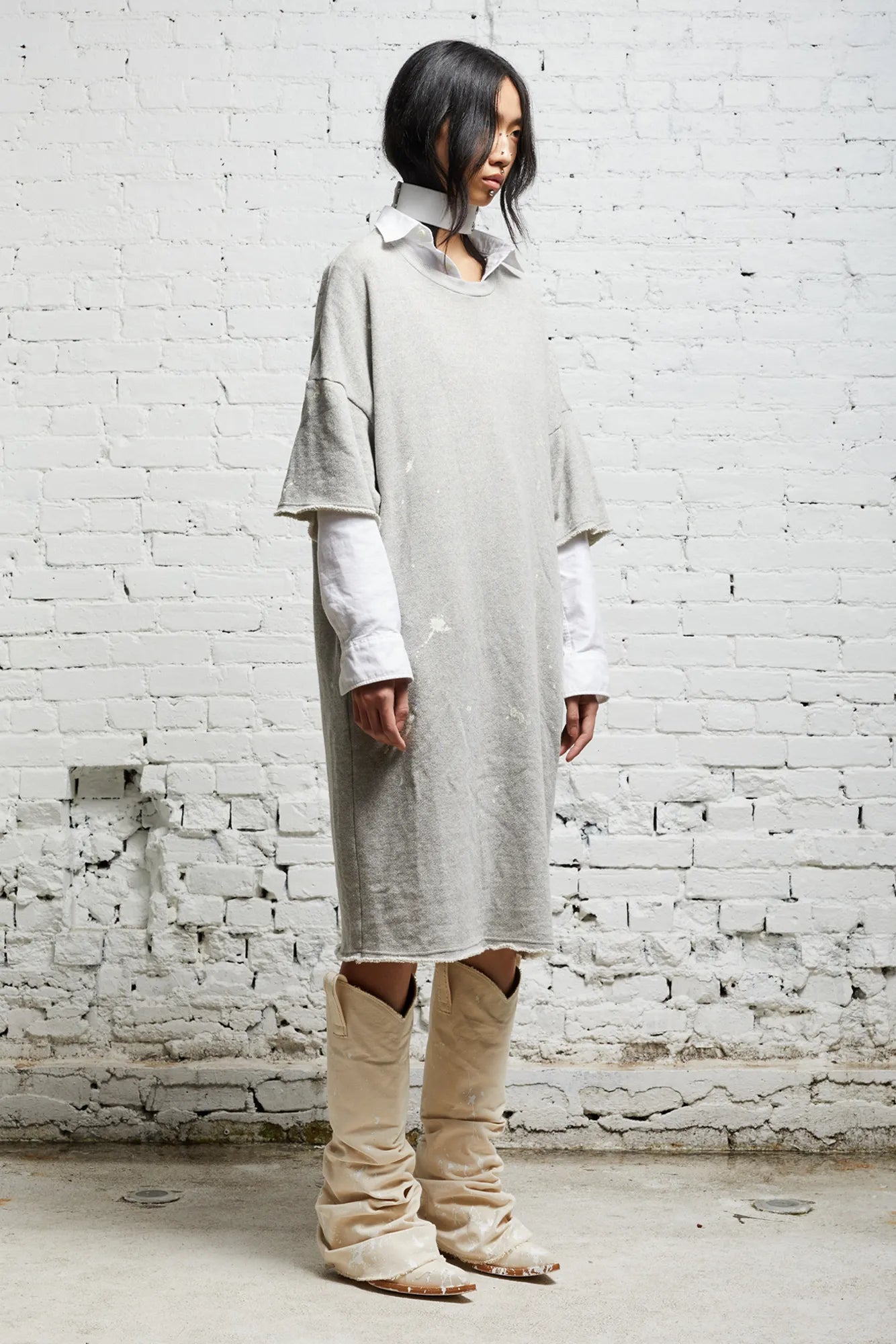 GRUNGE TSHIRT DRESS - HEATHER GREY - R13