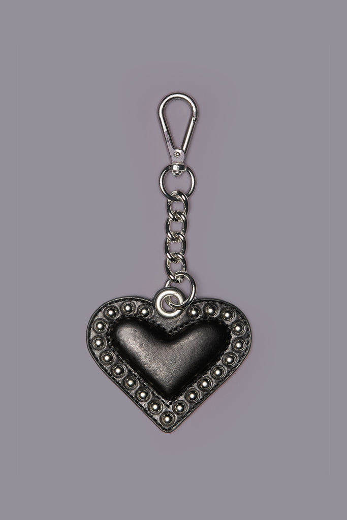 HEART KEYCHAIN - BLACK WITH SILVER