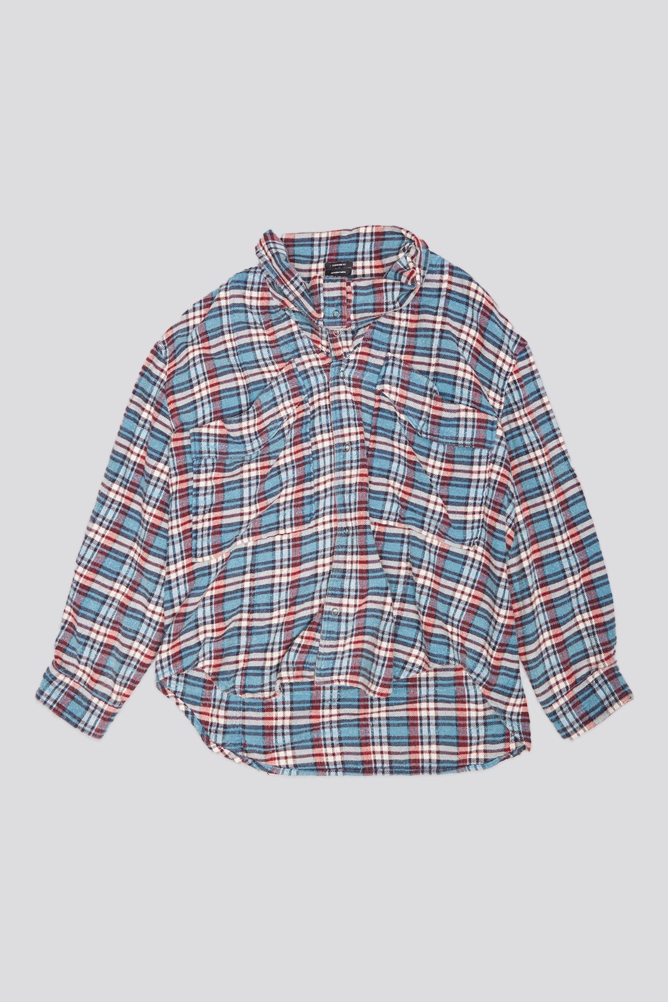 High Neck Shirt - Blue Plaid - R13