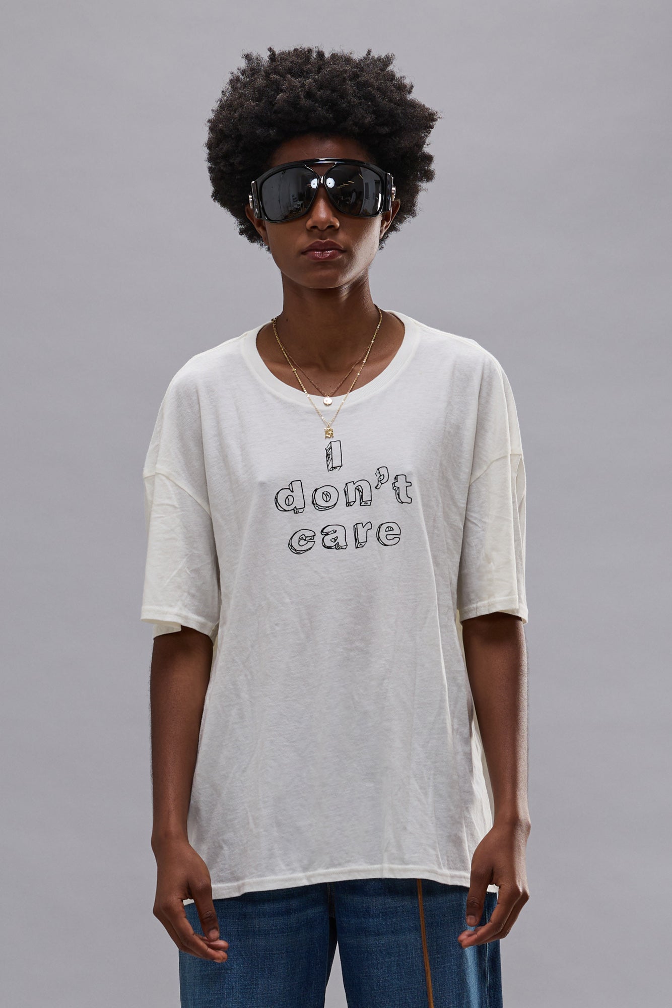 I DONT CARE RELAXED T - ECRU WHITE - R13