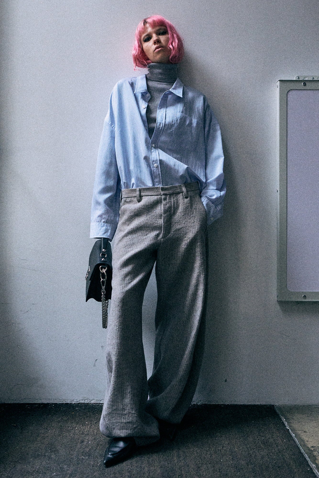 Janine Trouser - Light Grey Stripe