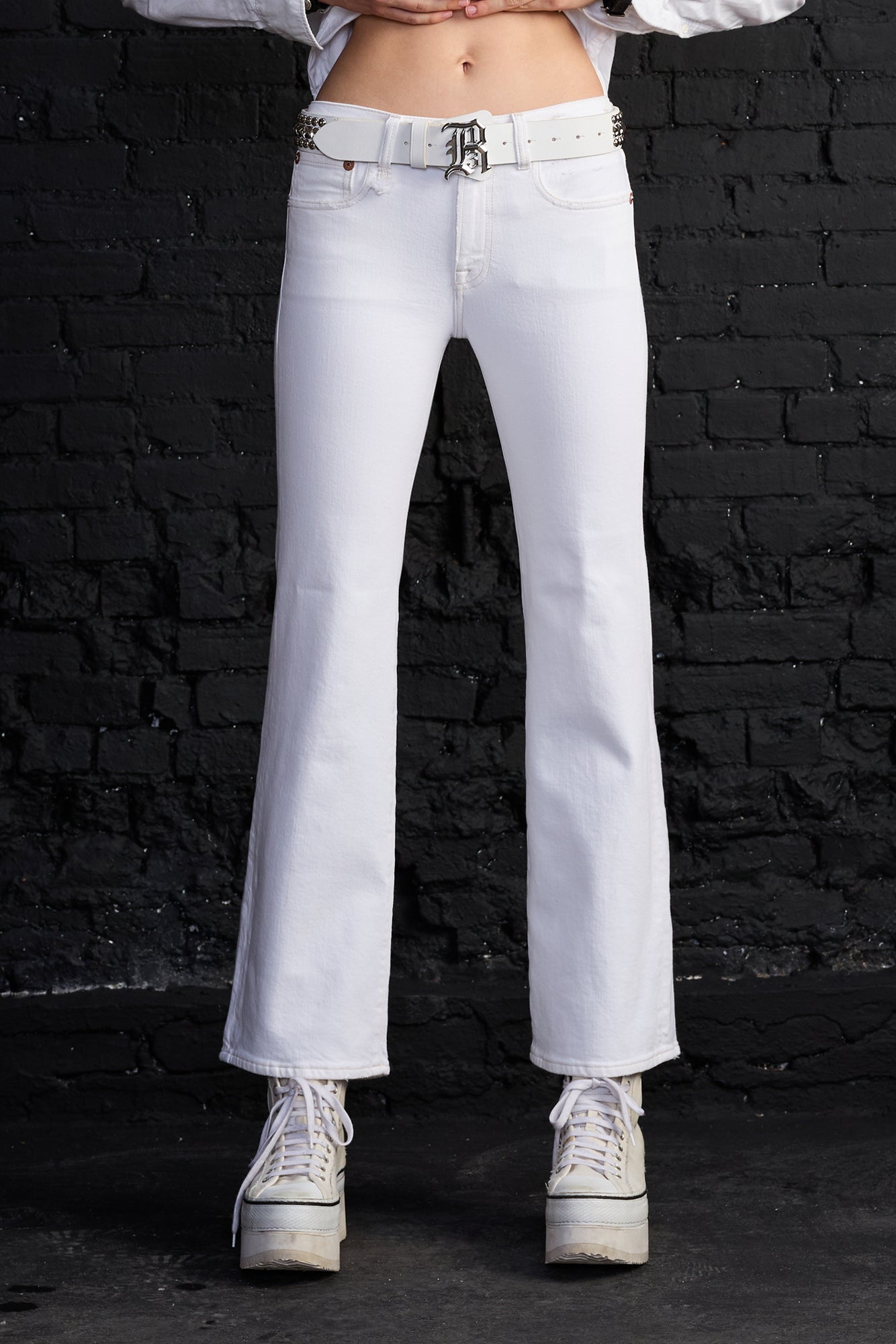 Joan Cropped Flare Jean - Aerin White Stretch - R13