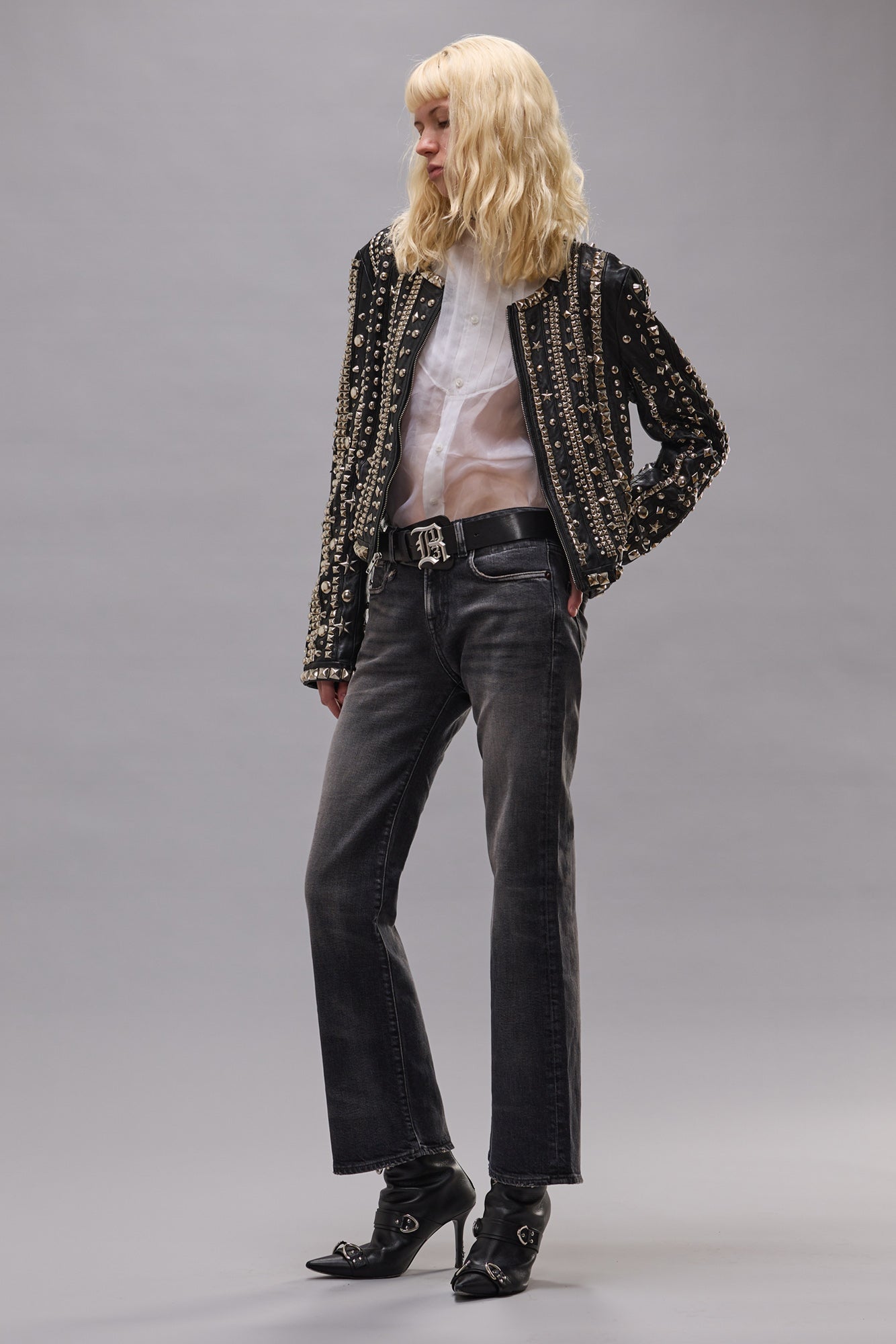 JOAN CROPPED FLARE JEAN - ESSEX BLACK STRETCH - R13