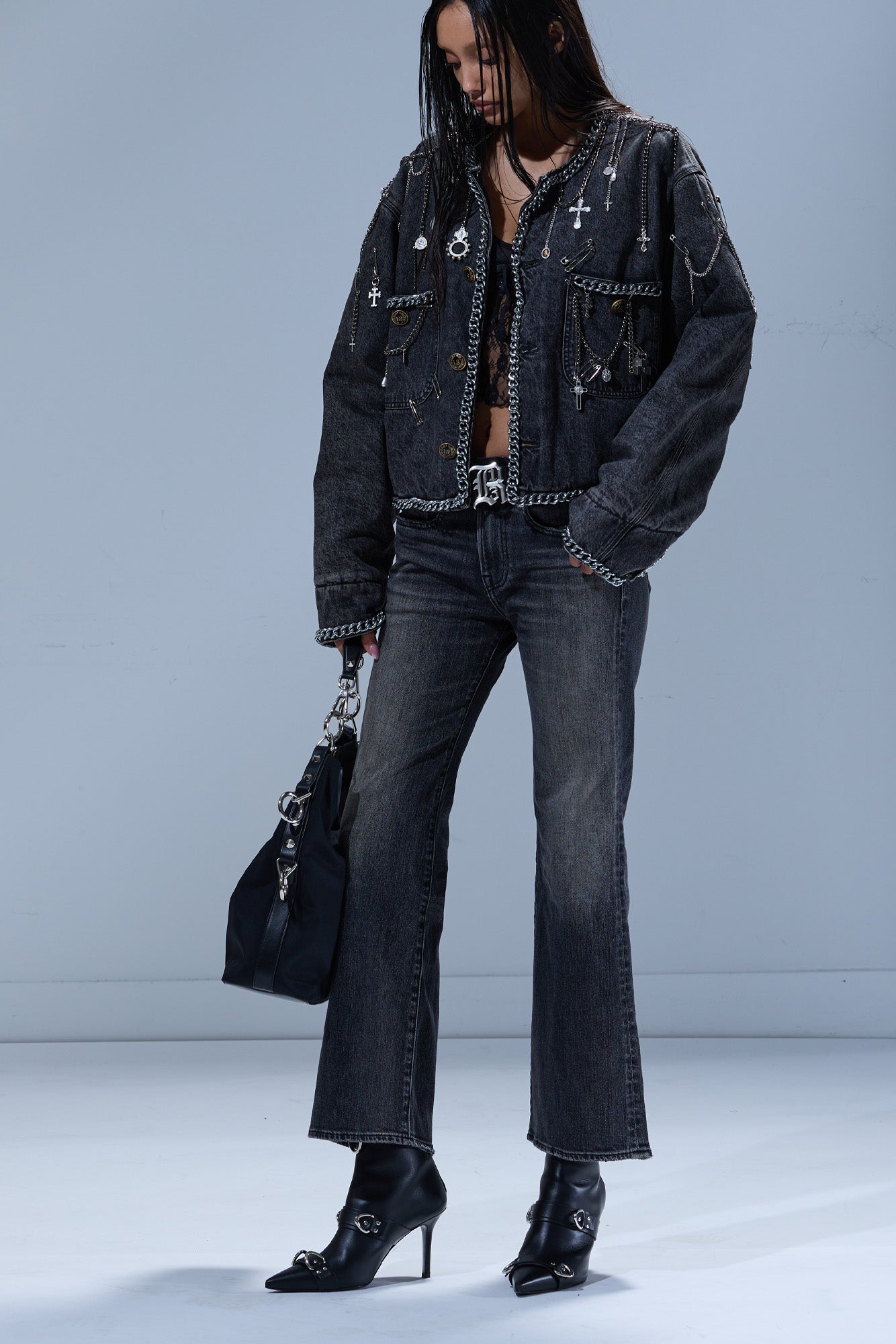 JOAN KICK FLARE JEAN - KENNET BLACK STRETCH - R13