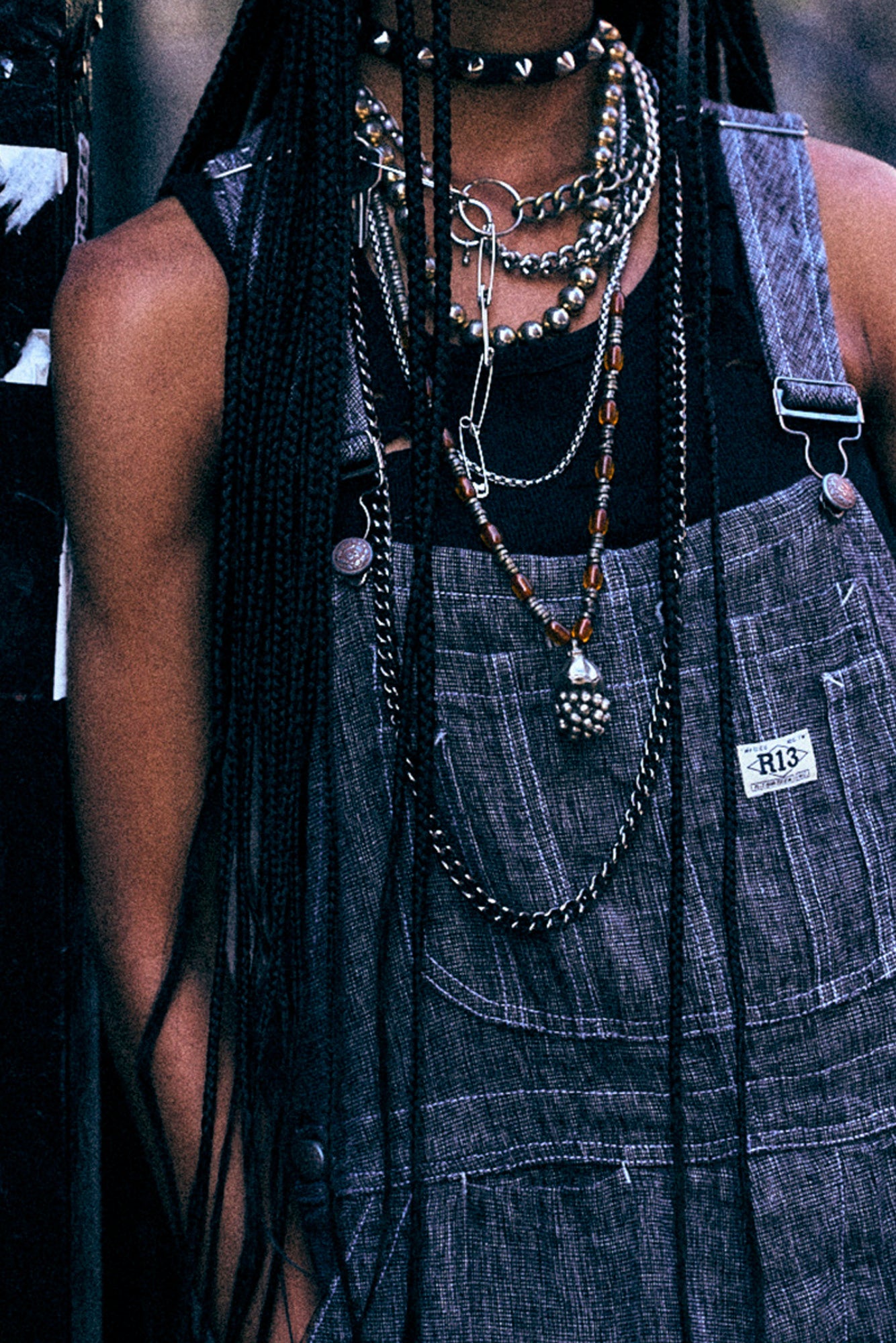 JUMBO OVERALL - DARK GREY W MICRO STRIPE - R13