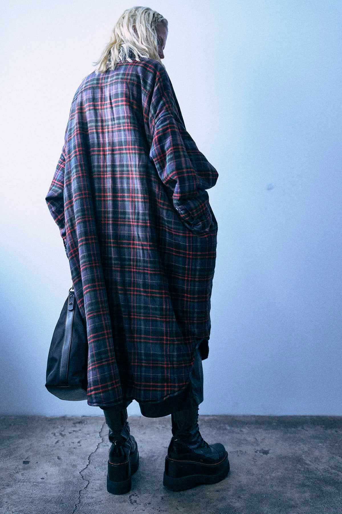 Jumbo Padded Coat - Navy Green Plaid - R13