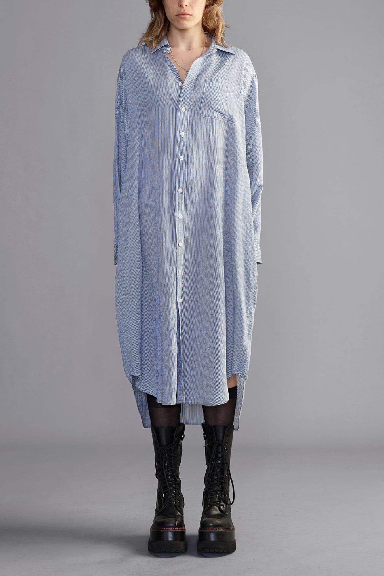 Jumbo Shirt Dress - Blue Stripe - R13