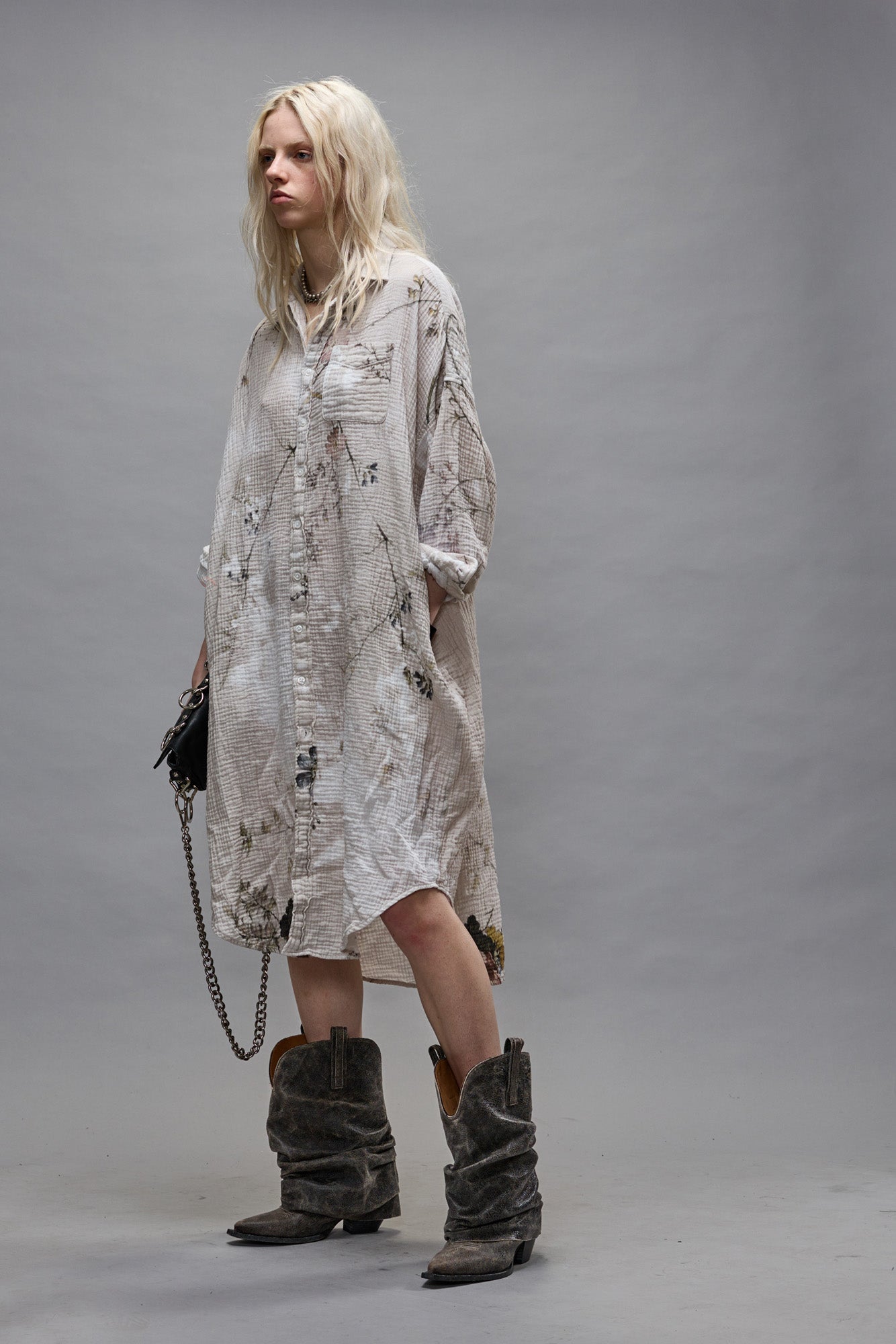 Jumbo Shirtdress - Bleached Cream Floral - R13