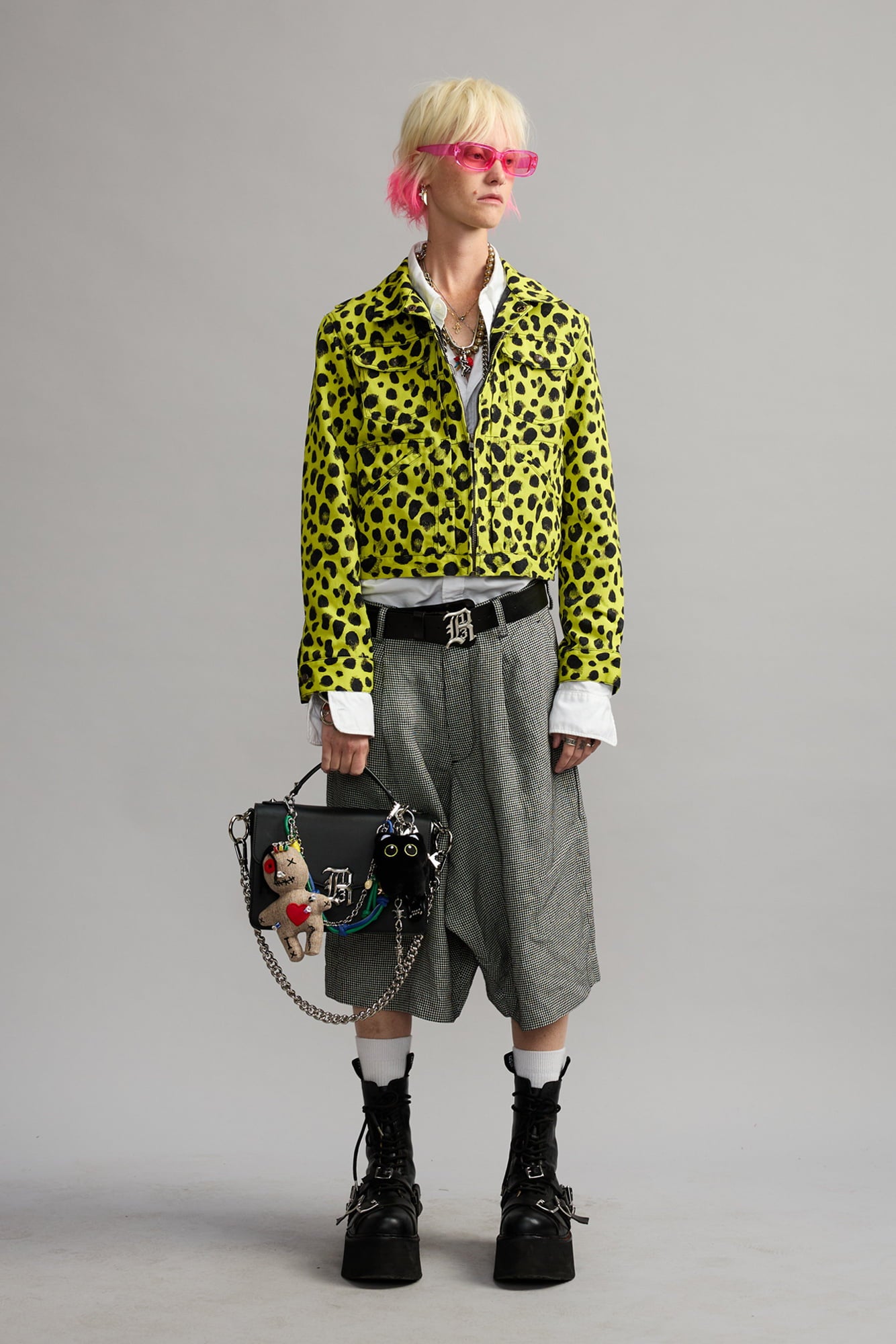 JUMBO TAILORED SHORT - BLACK / WHITE HOUNDSTOOTH