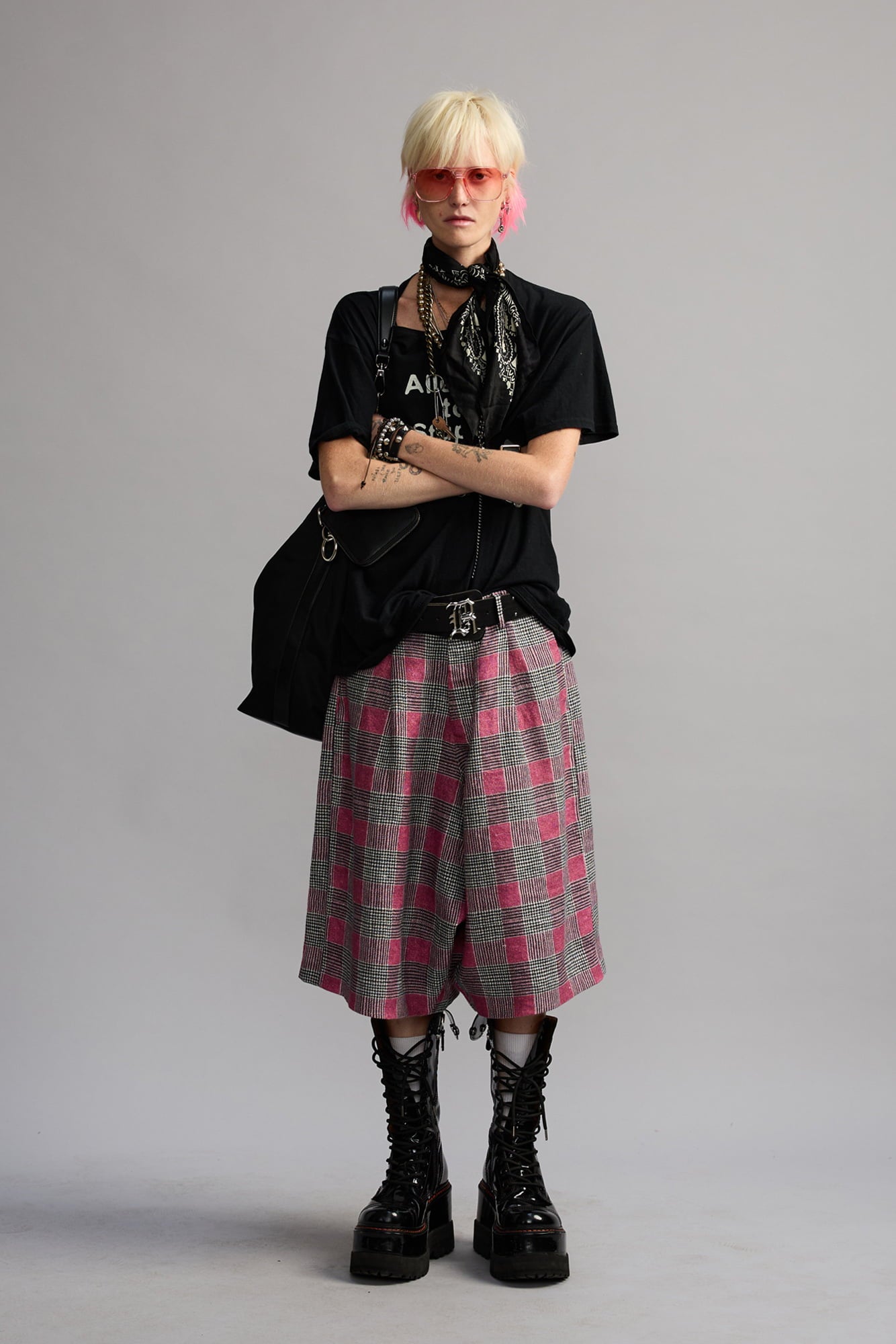 JUMBO TAILORED SHORT - PINK GLEN PLAID - R13