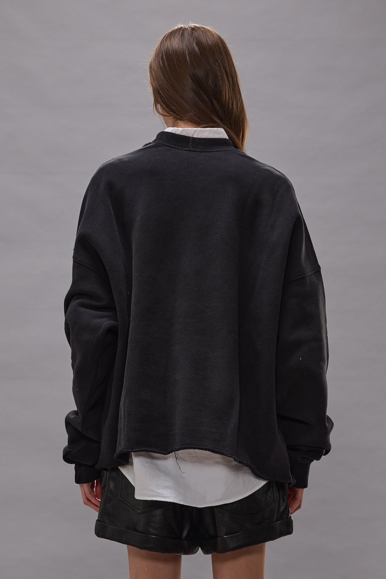 K Bye Oversized Cut-Off Crewneck - Black - R13