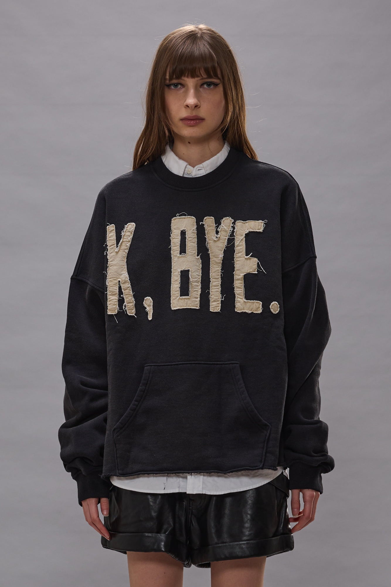 K Bye Oversized Cut-Off Crewneck - Black - R13