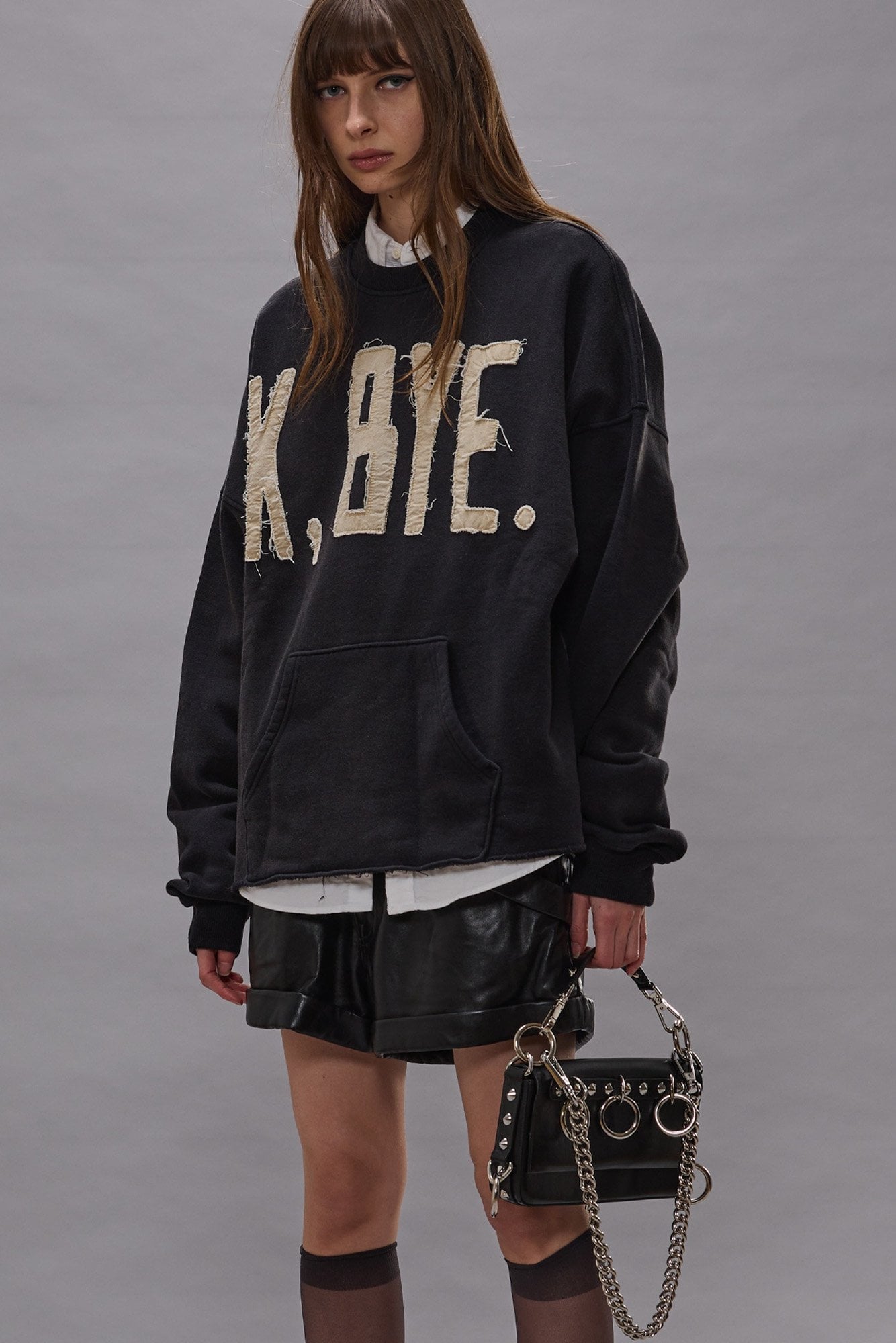 K Bye Oversized Cut-Off Crewneck - Black - R13