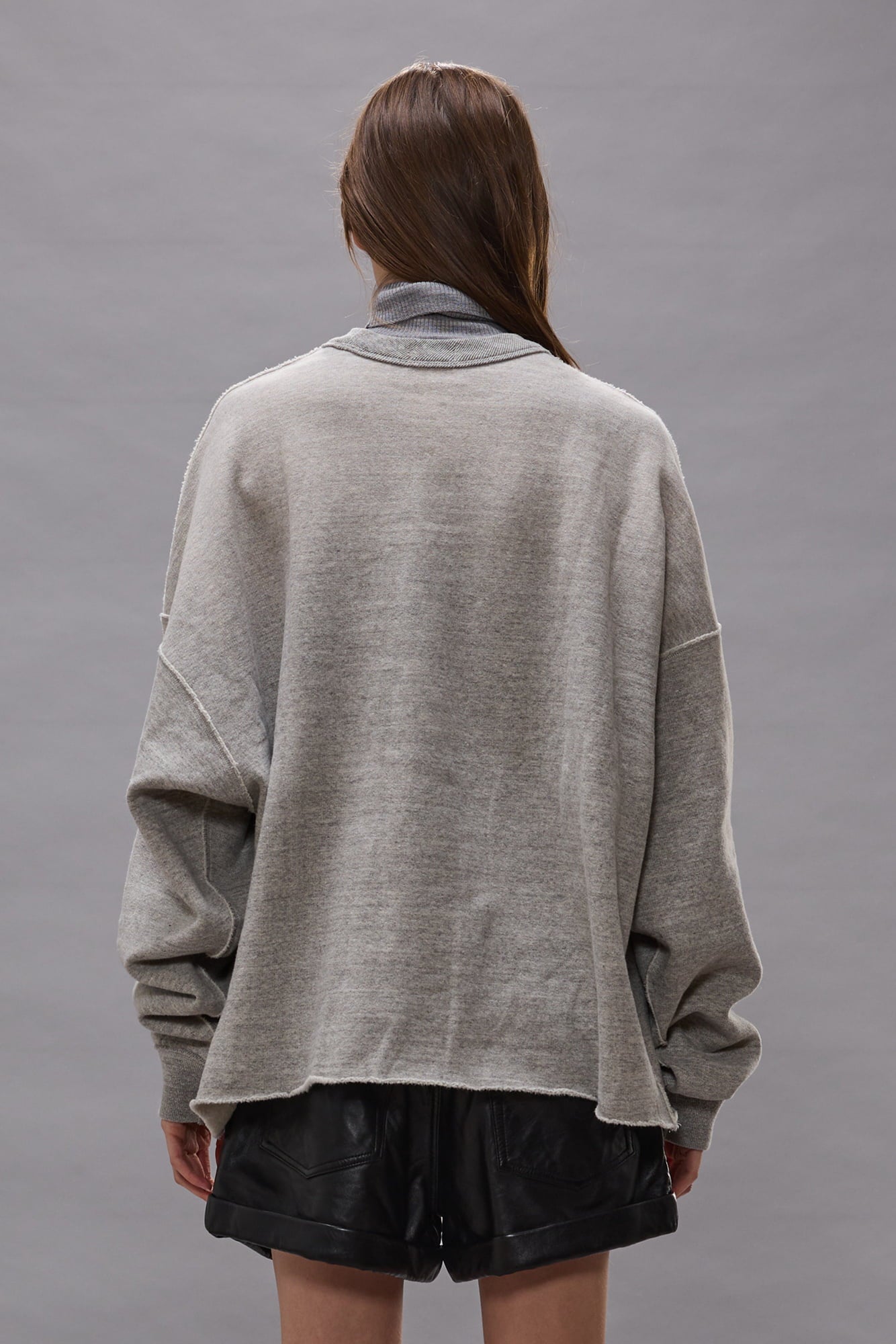 K Bye Oversized Cut-Off Crewneck - Heather Grey - R13