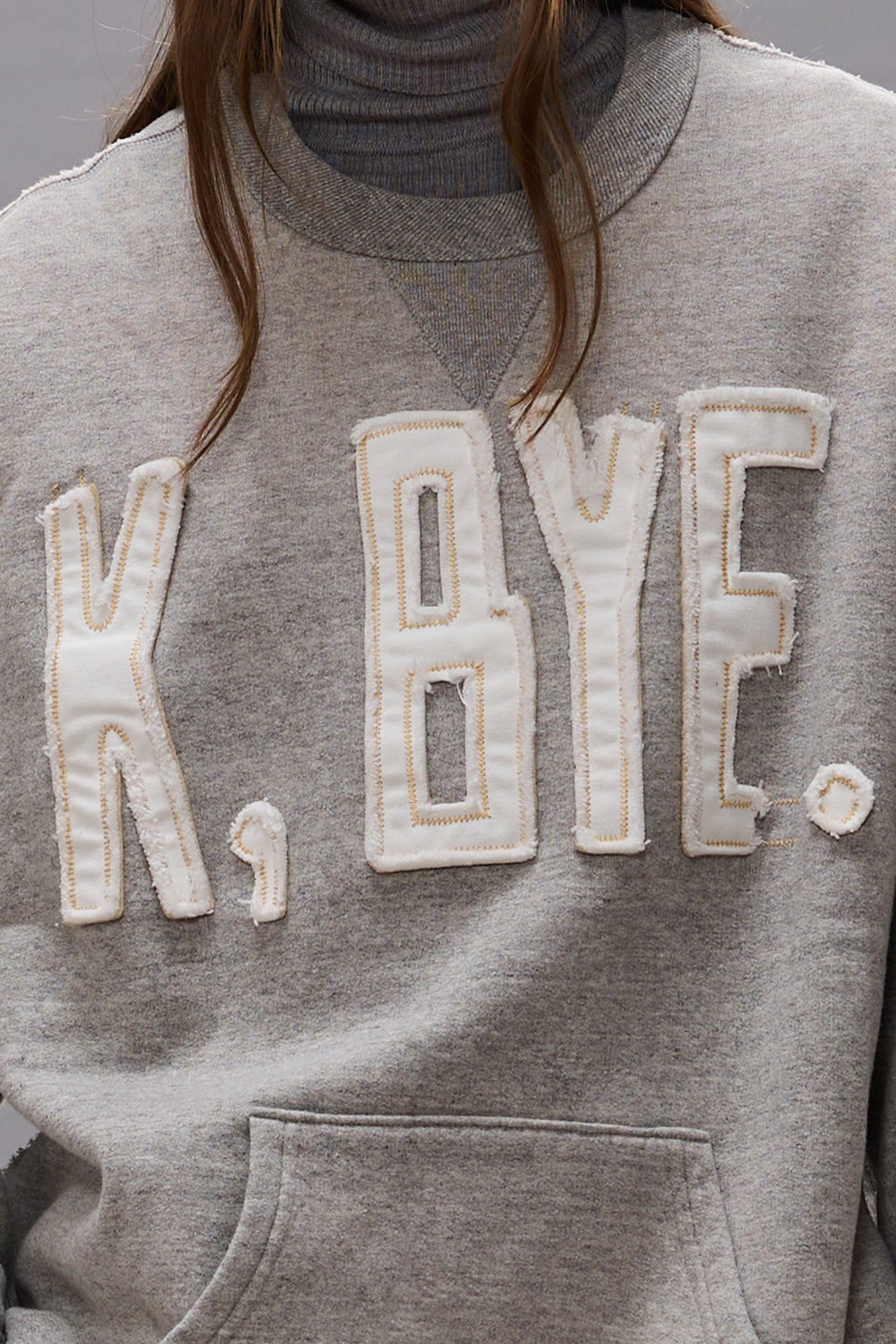 K Bye Oversized Cut-Off Crewneck - Heather Grey - R13