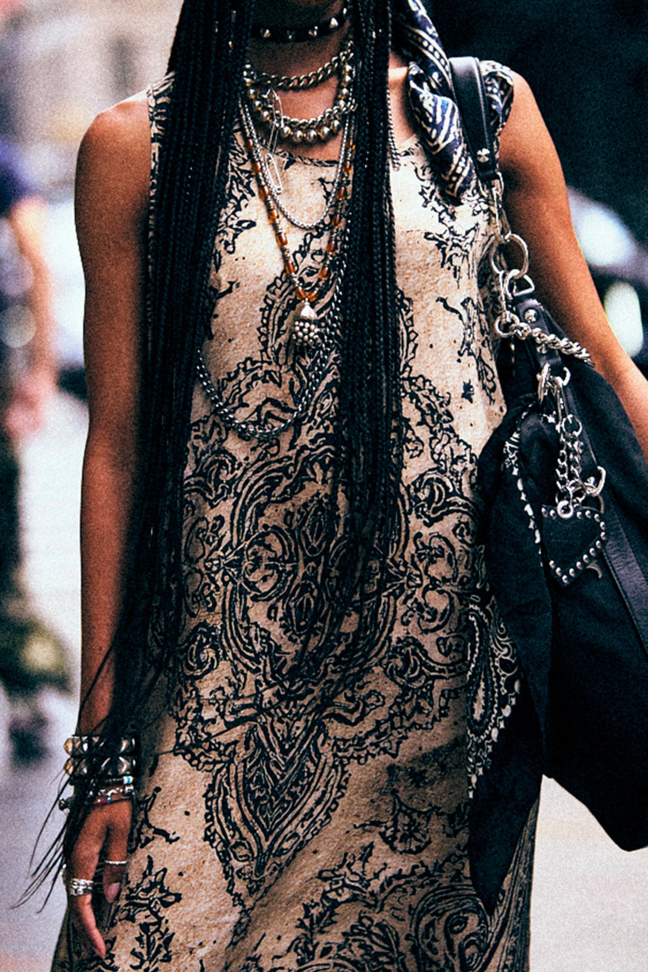 Knee-Length Sleeveless Midi - Khaki Bandana Print - R13