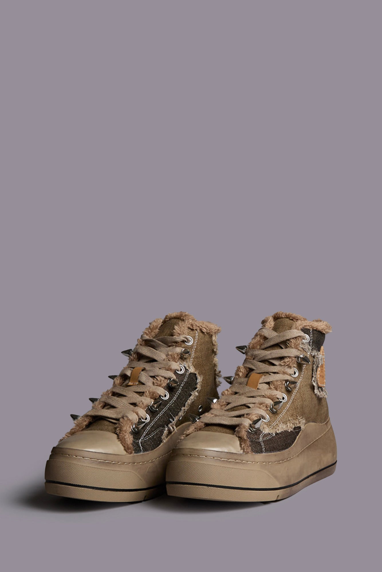KURT HIGH TOP SNEAKER - BROWN PATCHWORK - R13