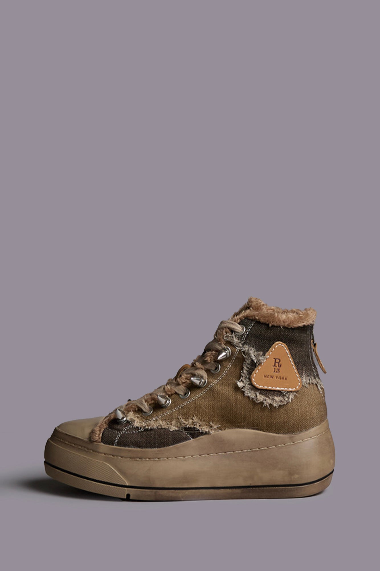 KURT HIGH TOP SNEAKER - BROWN PATCHWORK - R13