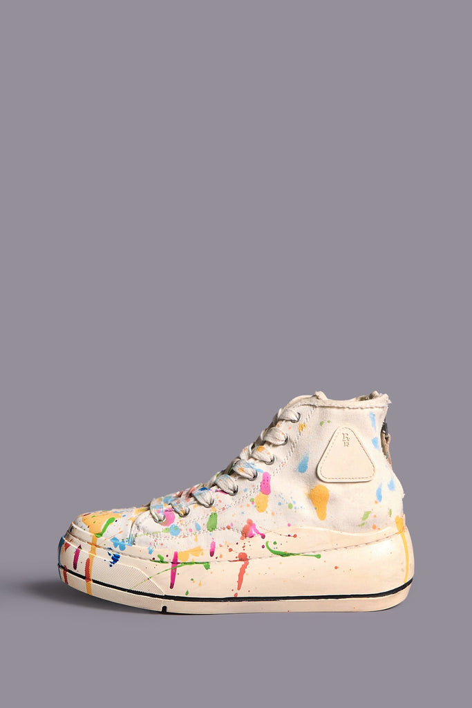Kurt High Top Sneaker - Ecru Paint Splatter