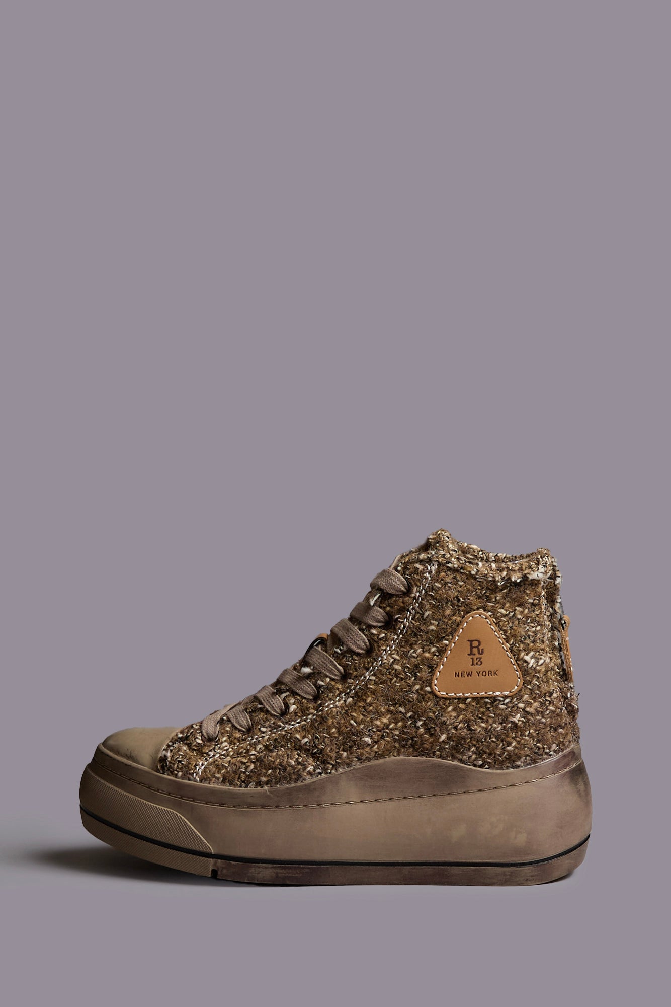 KURT HIGH TOP SNEAKER - LIGHT BROWN TWEED