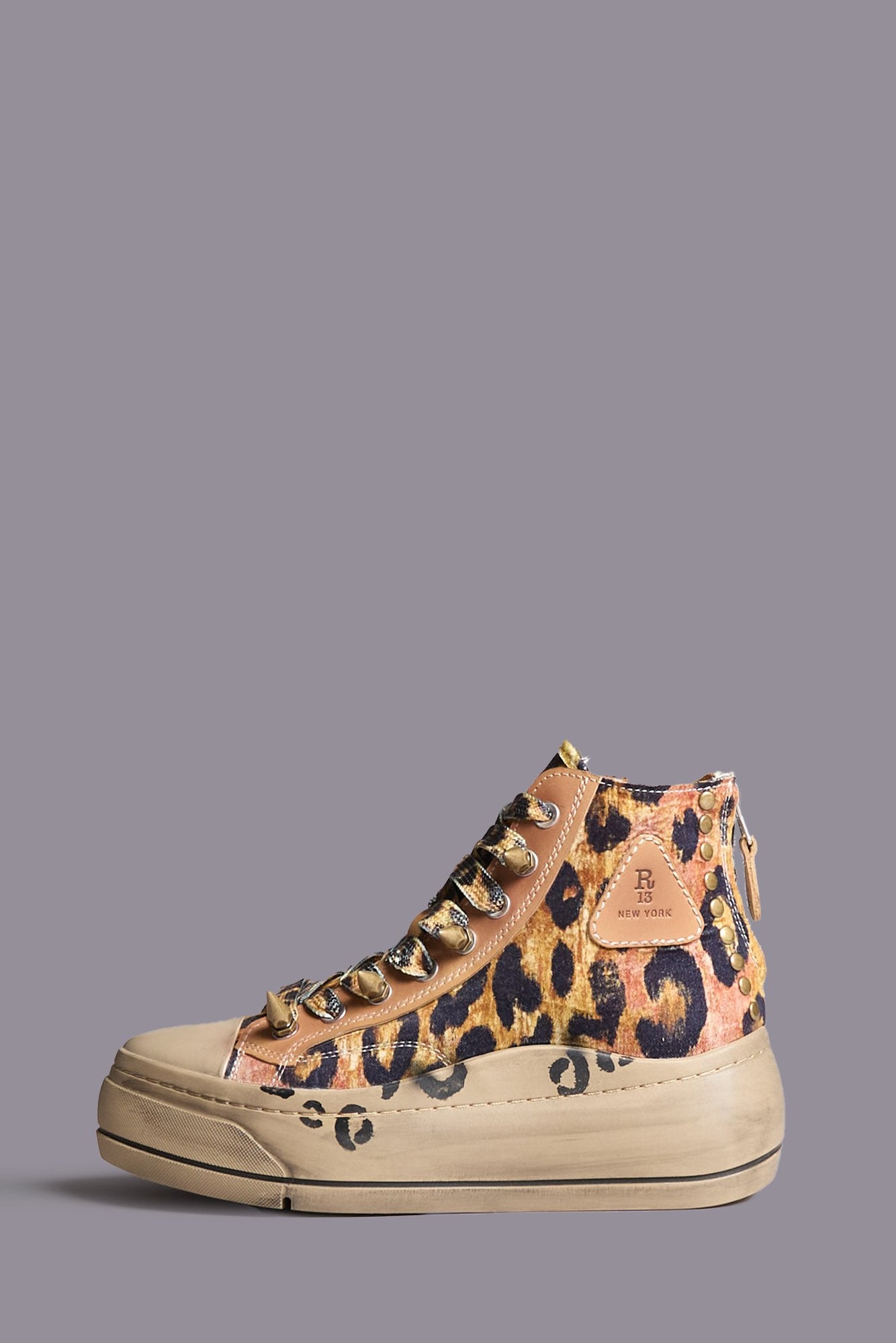 Kurt High Top Sneaker - Pink Leopard With Spikes - R13