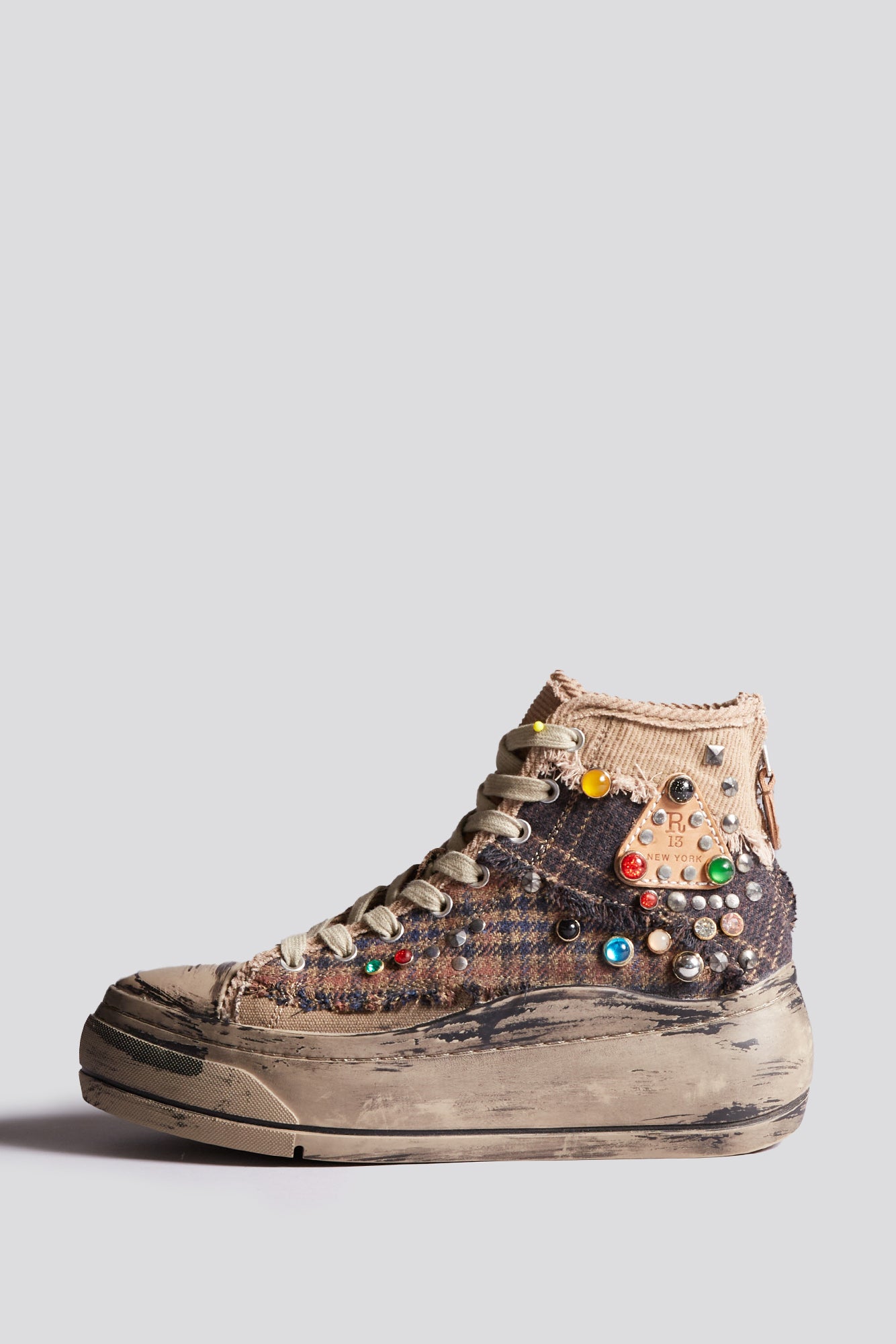 Kurt High Top Sneaker - Plaid Patchwork