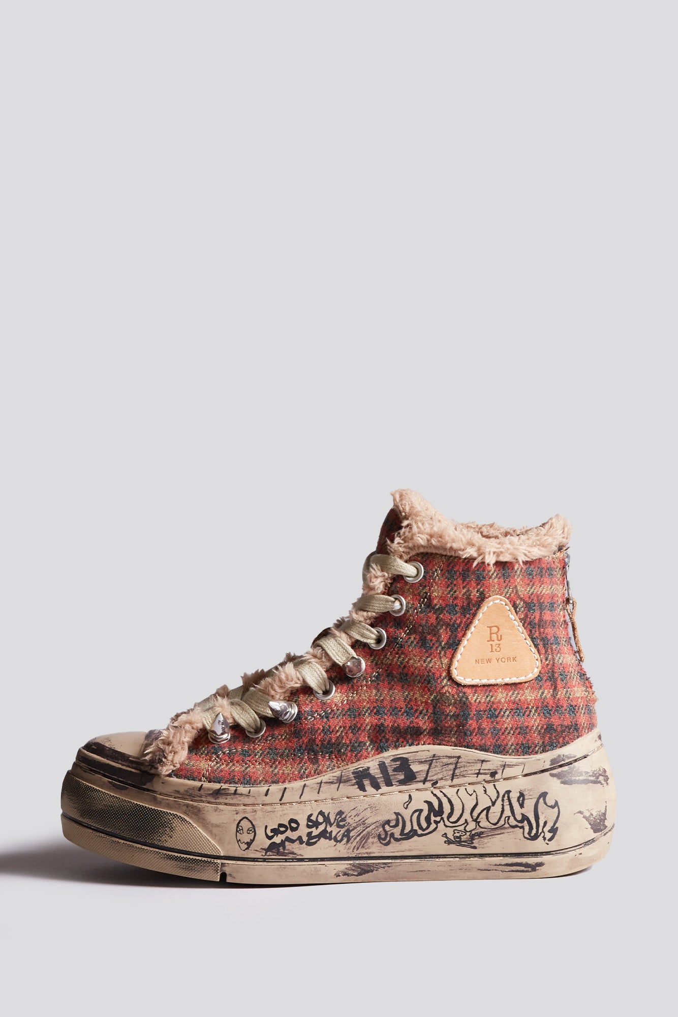 Kurt High Top Sneaker - Red Plaid - R13