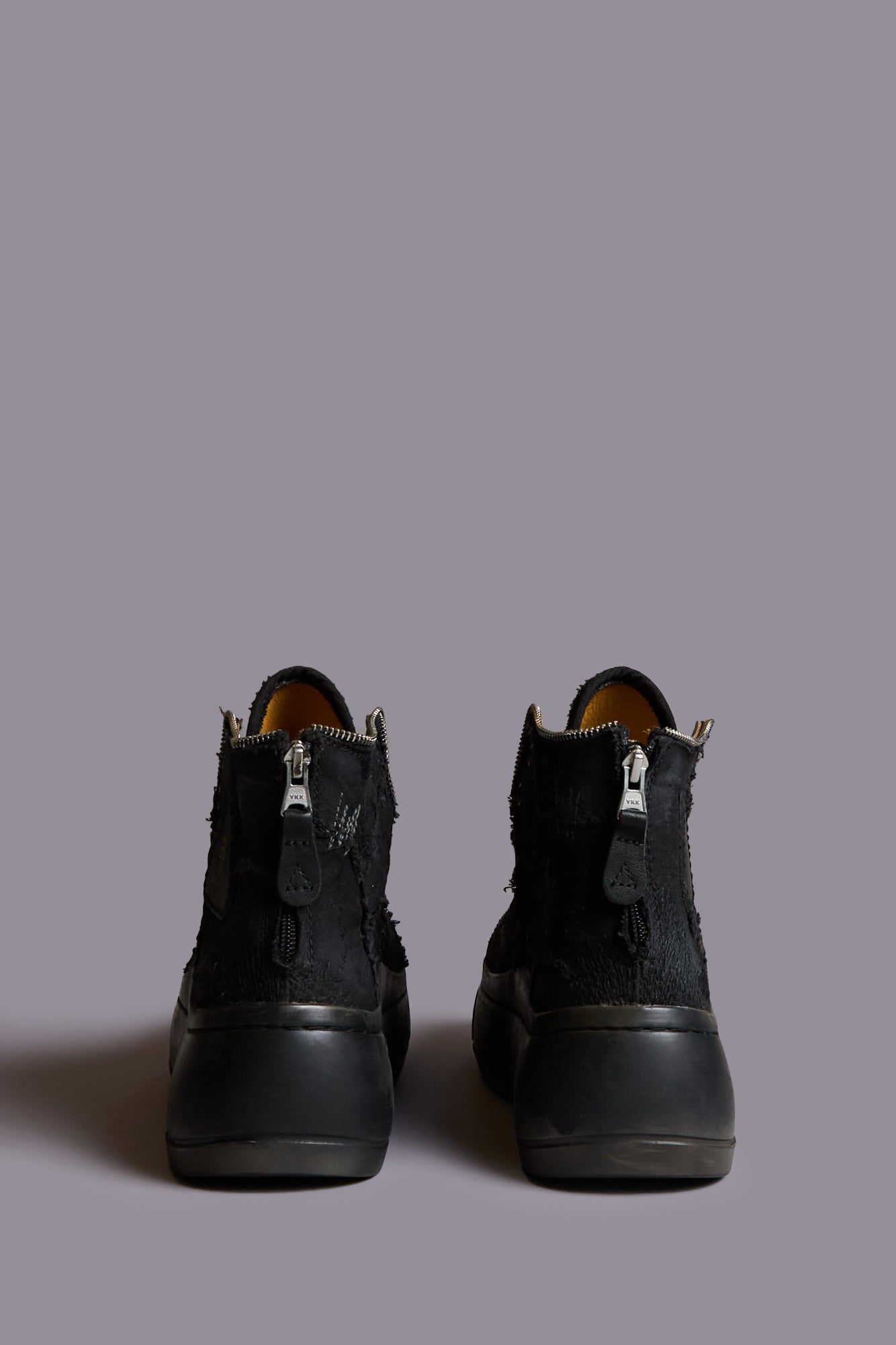 LACE FREE KURT HIGH TOP - BLACK CANVAS W FRAYED AND STUDS - R13