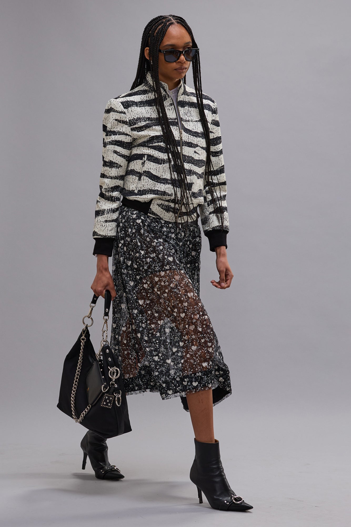 LACE MIDI SKIRT - MINI HEARTS ON BLACK - R13