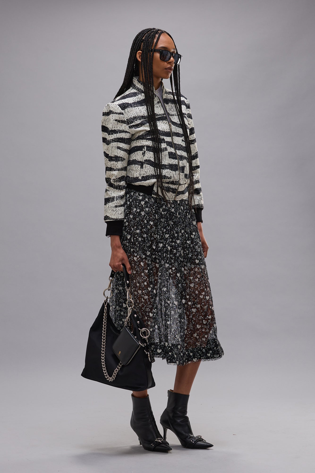 LACE MIDI SKIRT - MINI HEARTS ON BLACK - R13