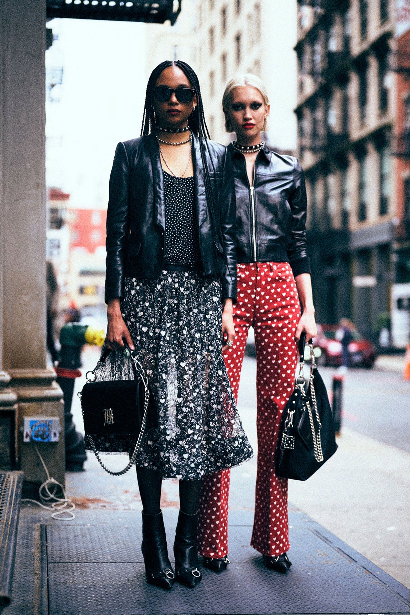 LACE MIDI SKIRT - MINI HEARTS ON BLACK - R13