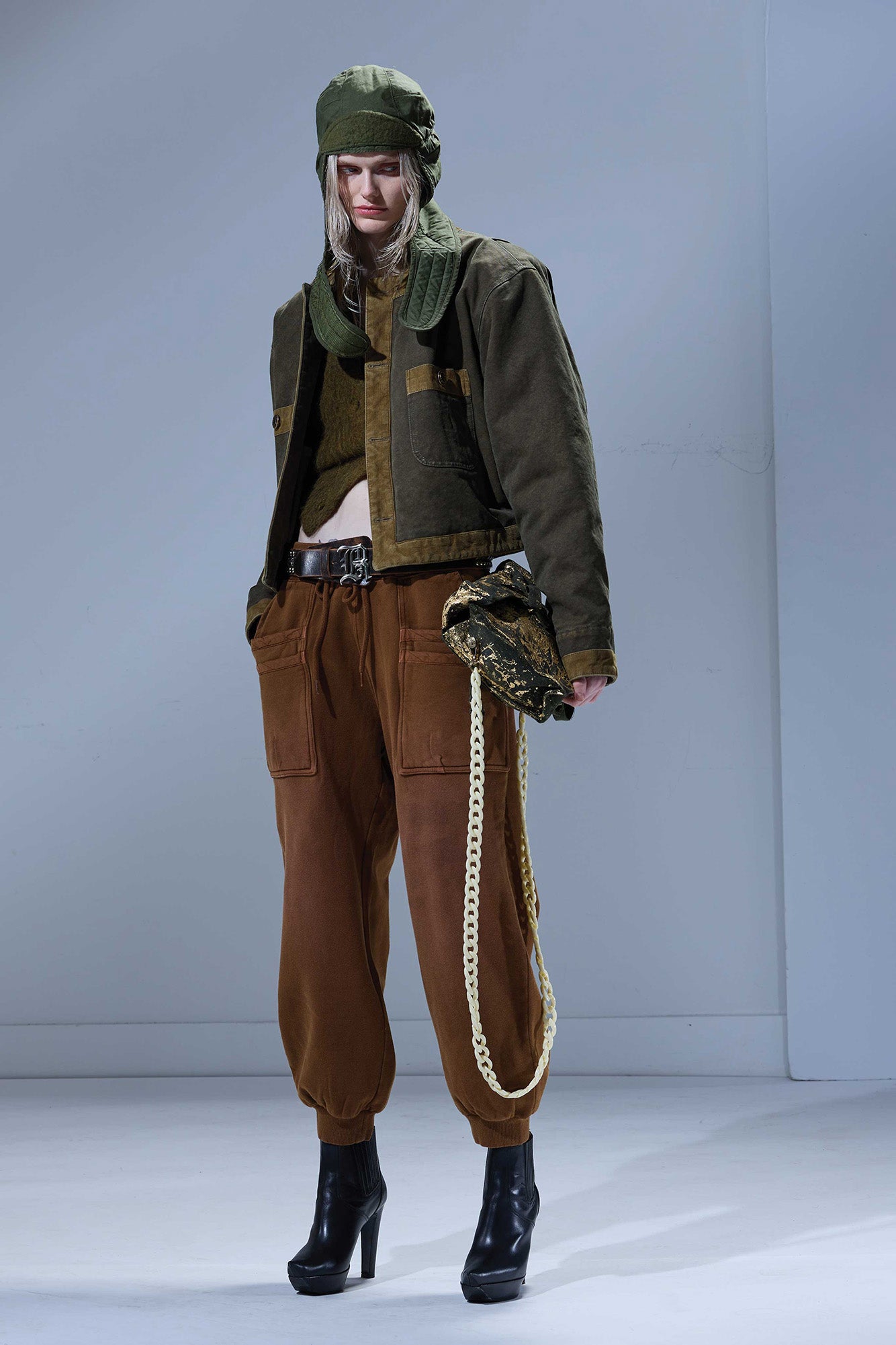 LAYERED POCKET SWEATPANT - LIGHT BROWN