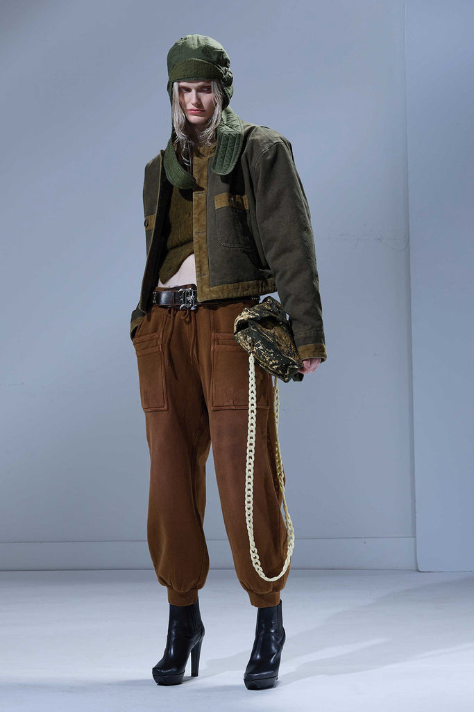 LAYERED POCKET SWEATPANT - LIGHT BROWN