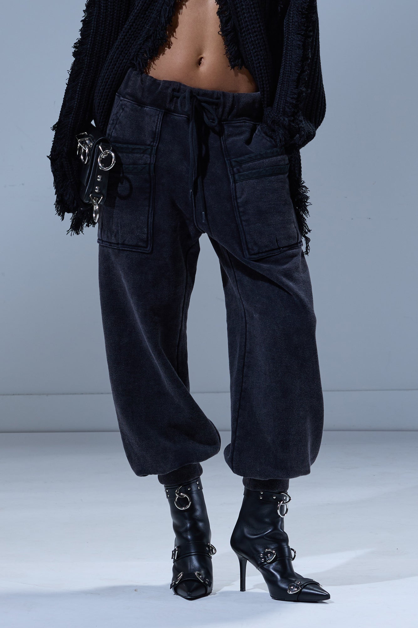 LAYERED POCKET SWEATPANT - WASHED BLACK - R13
