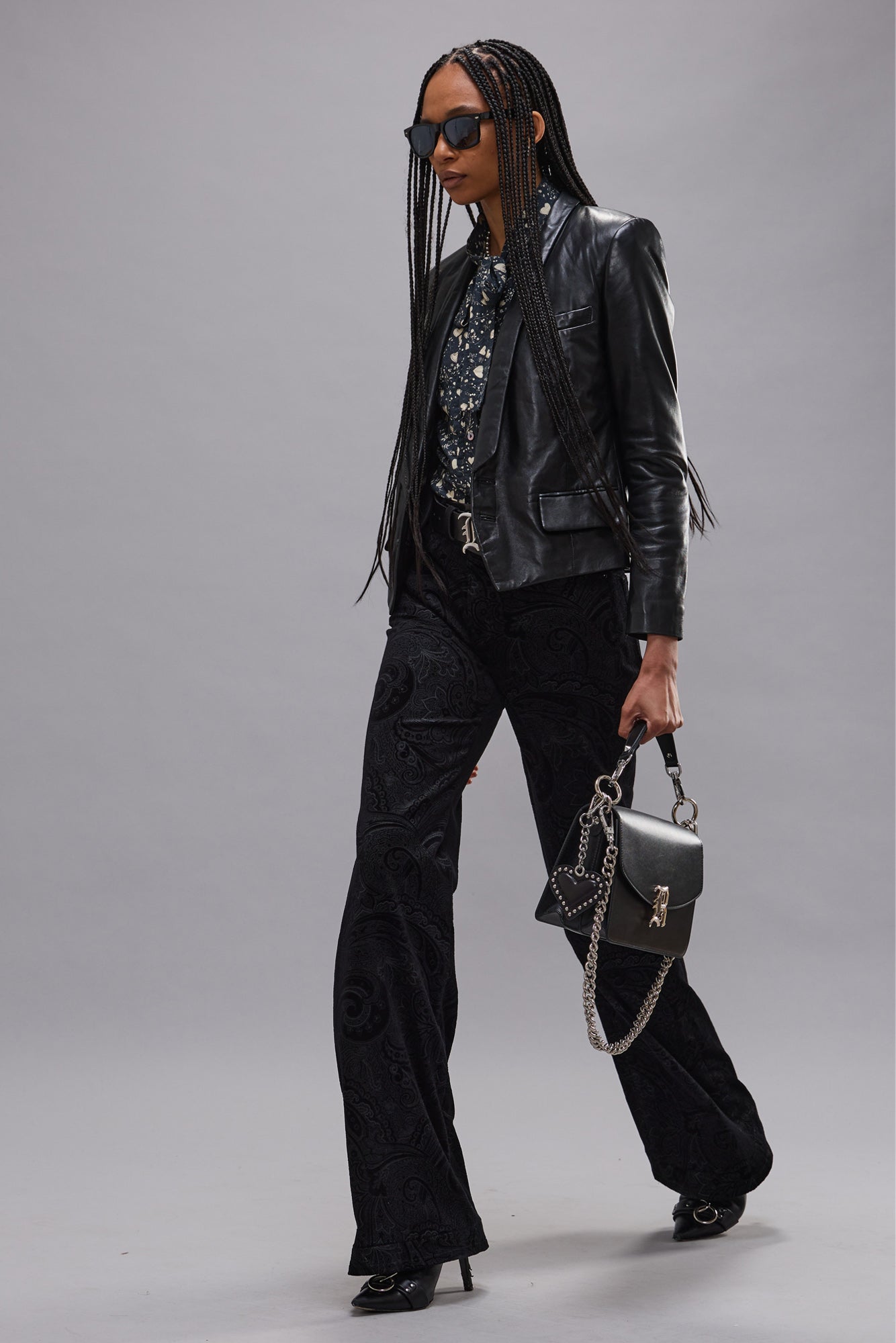 LEATHER SHRUNKEN BLAZER - BLACK - R13