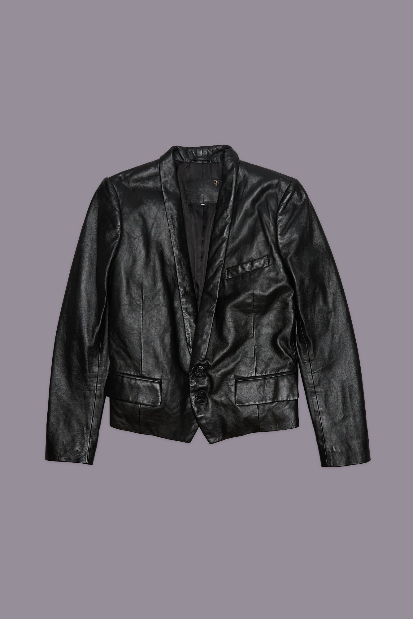 LEATHER SHRUNKEN BLAZER - BLACK - R13