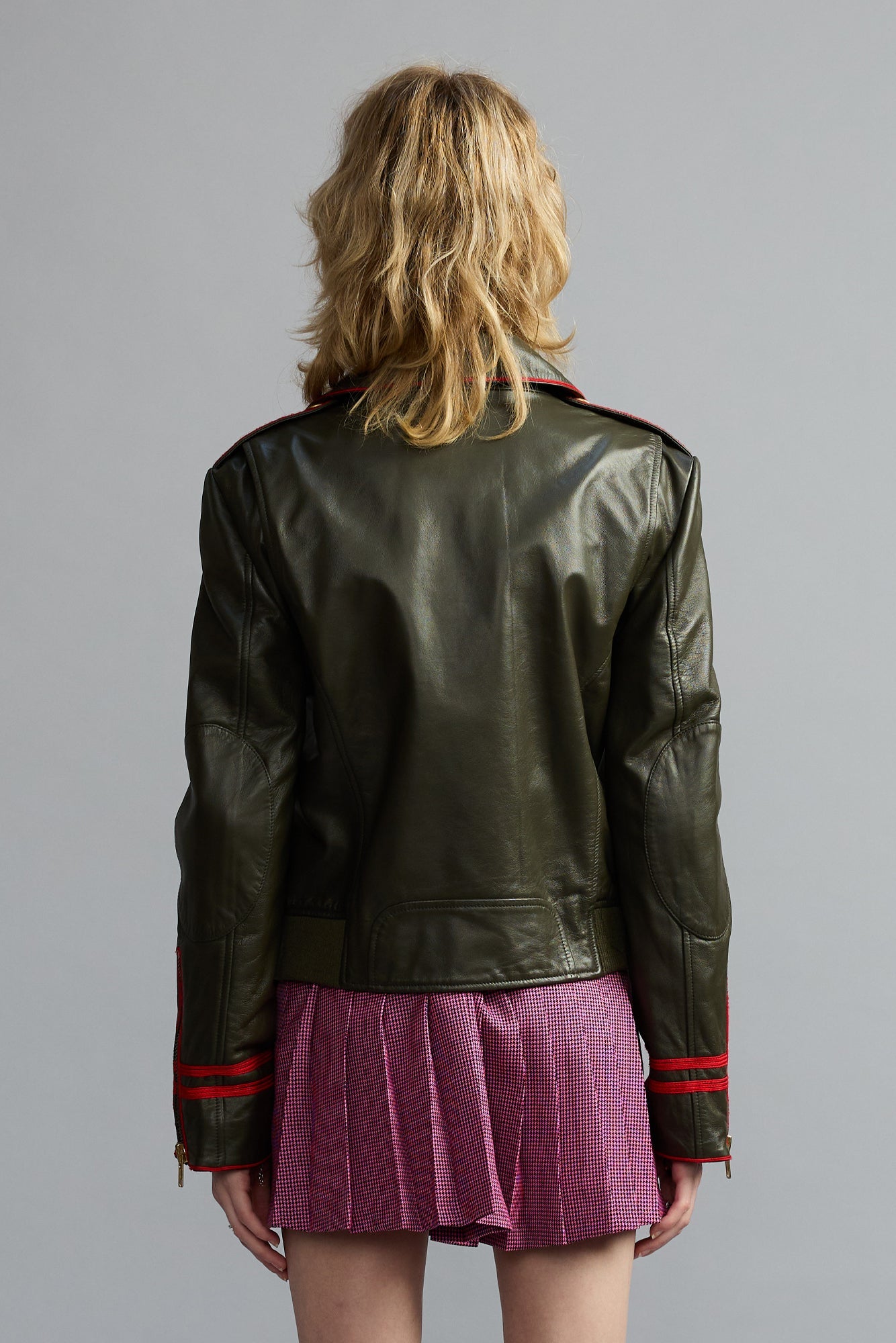 LEATHER SHRUNKEN PEACOAT - GREEN OLIVE - R13