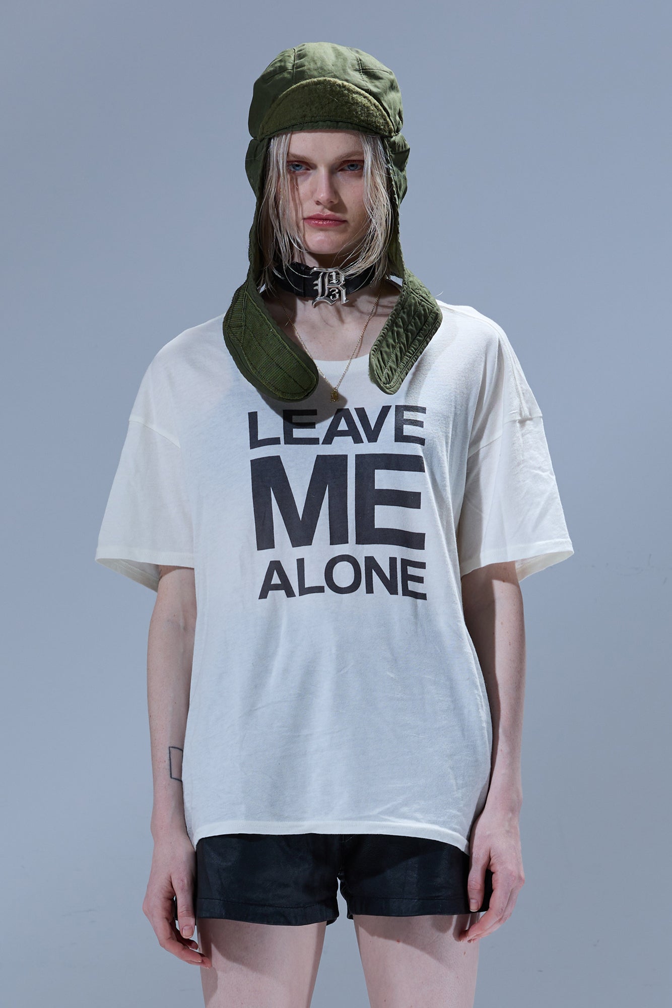 LEAVE ME ALONE RELAXED T - ECRU WHITE - R13
