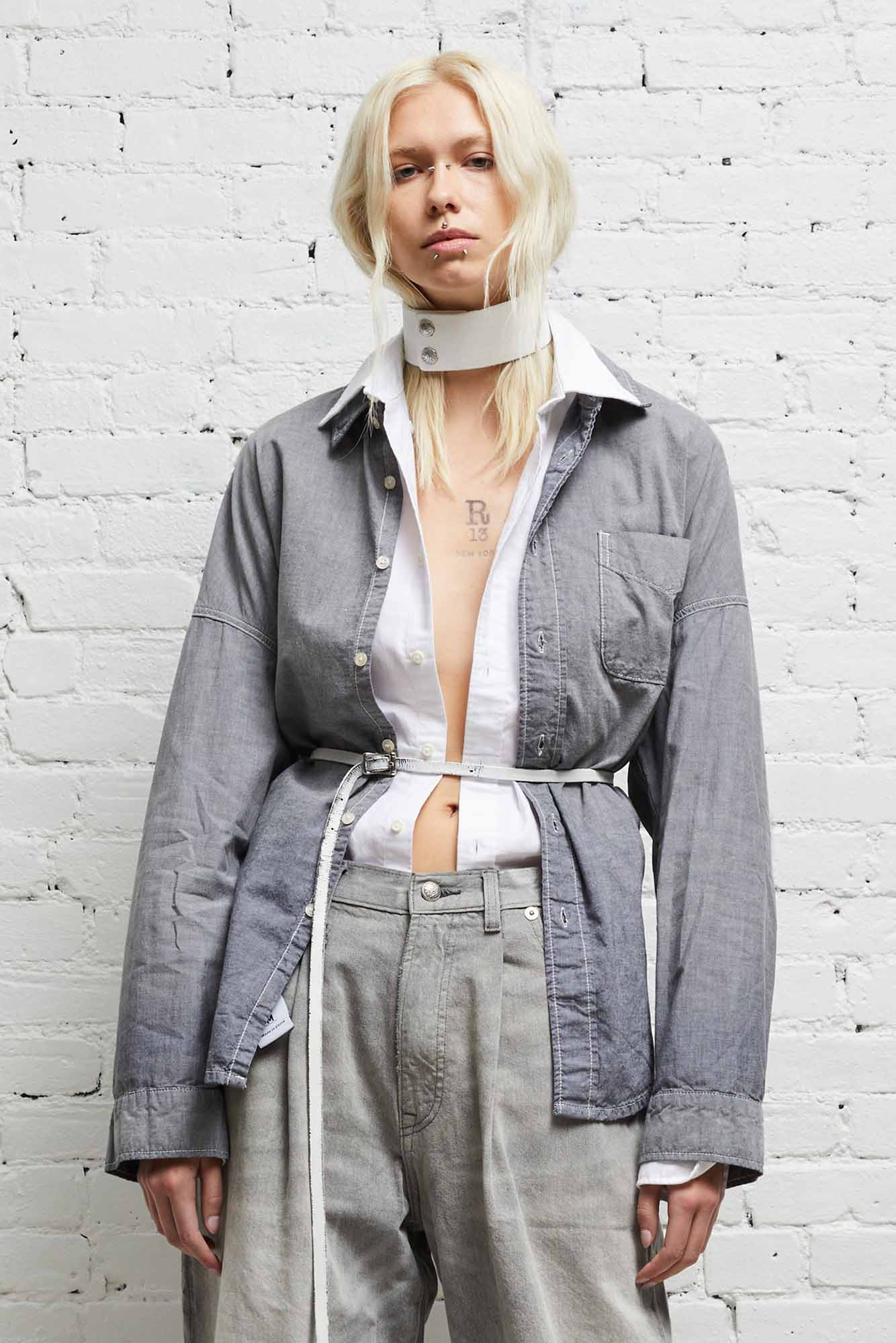 LONG SLEEVE BUTTON-UP - BLACK CHAMBRAY - R13