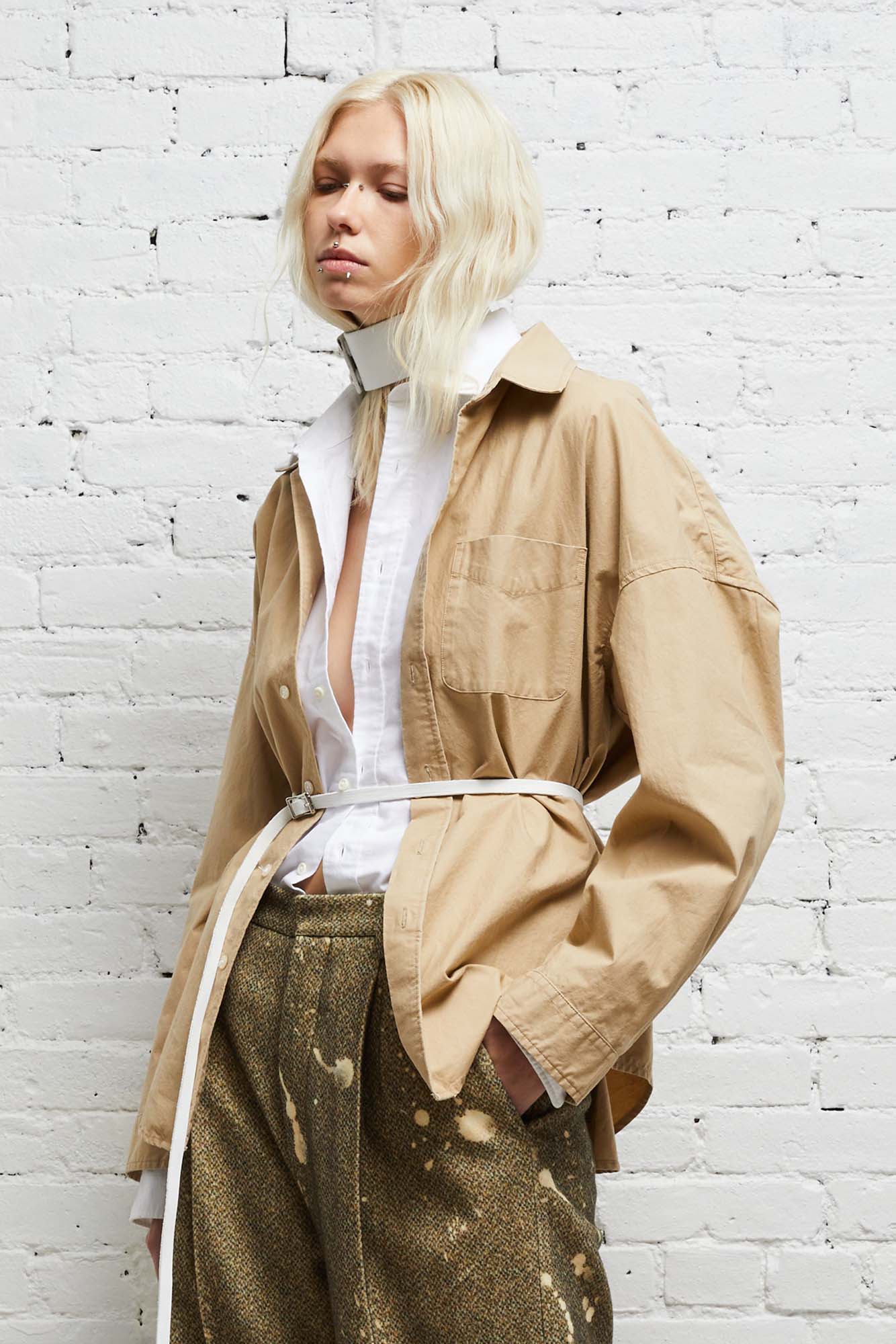 Long Sleeve Button-Up - Khaki - R13