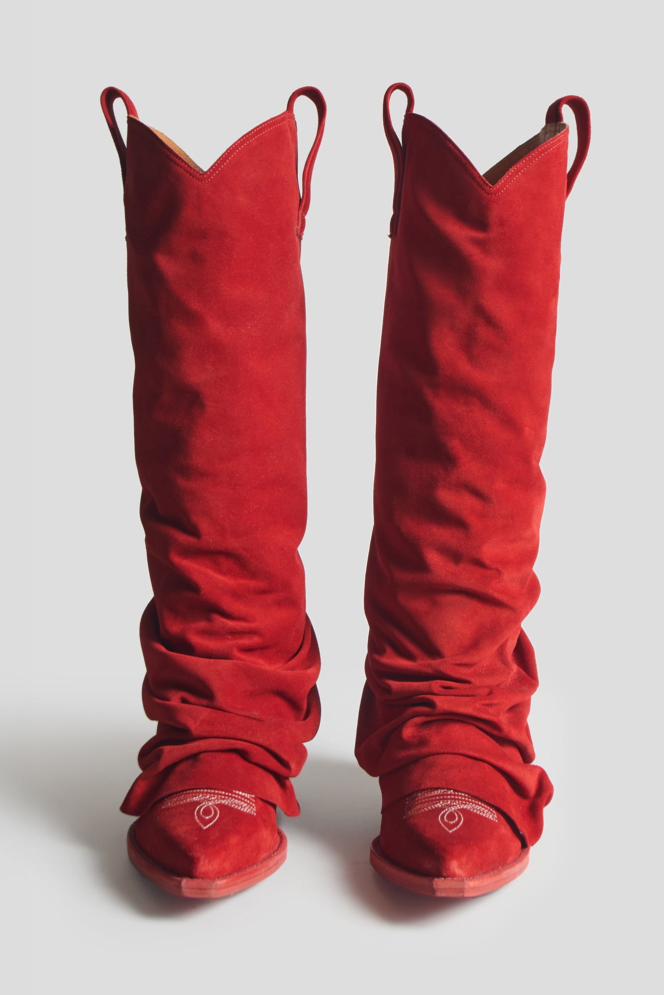 Mid Cowboy Boot - Red Suede - R13