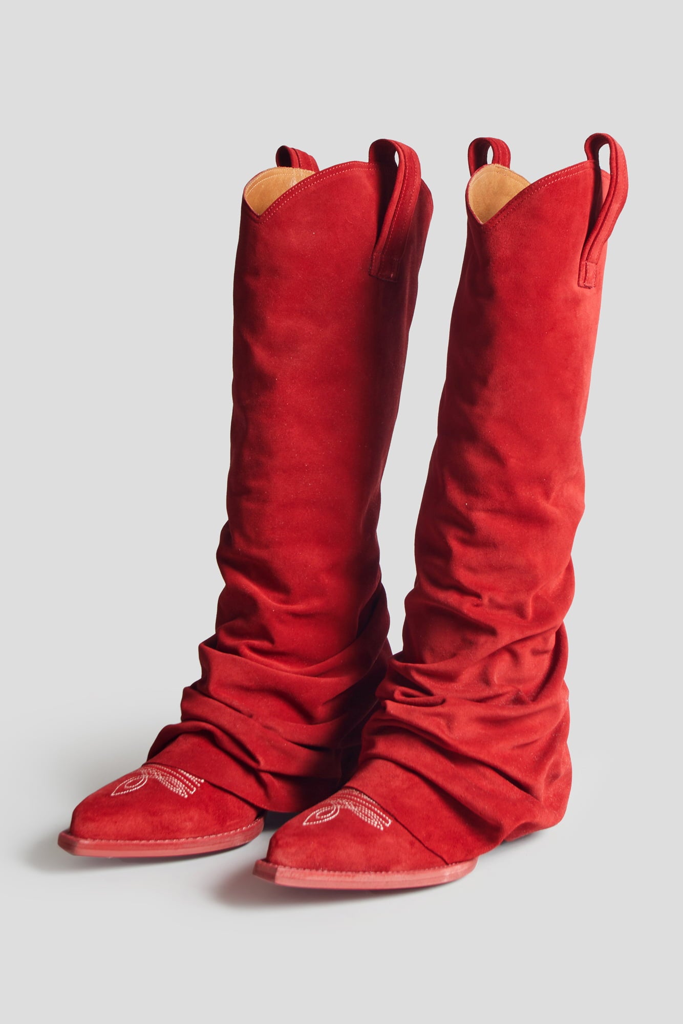 Mid Cowboy Boot - Red Suede