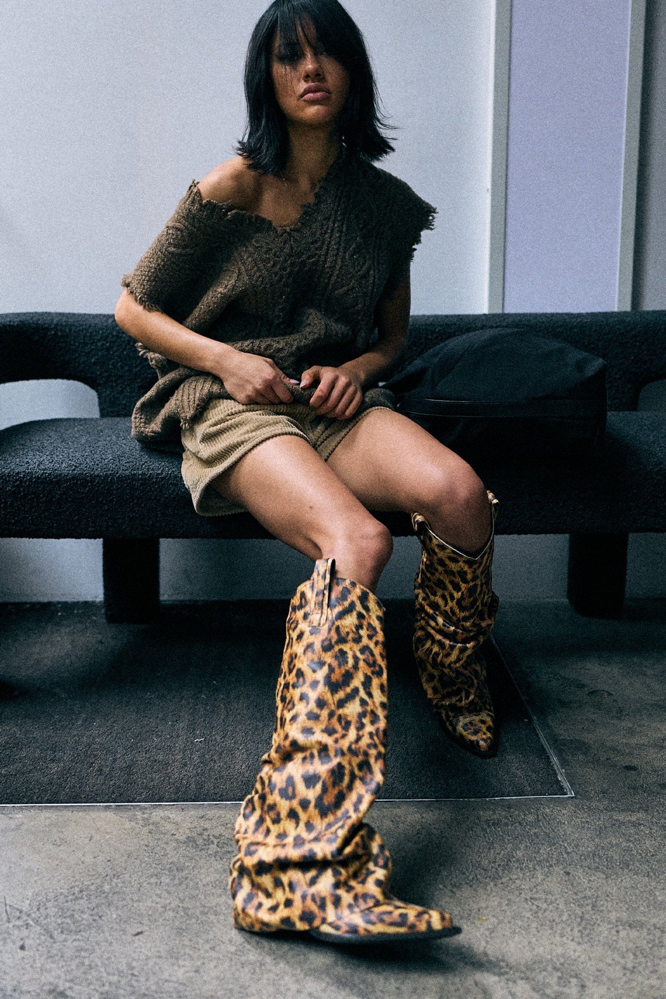 Mid Cowboy Boot With Sleeve - Printed Yellow Leopard - R13