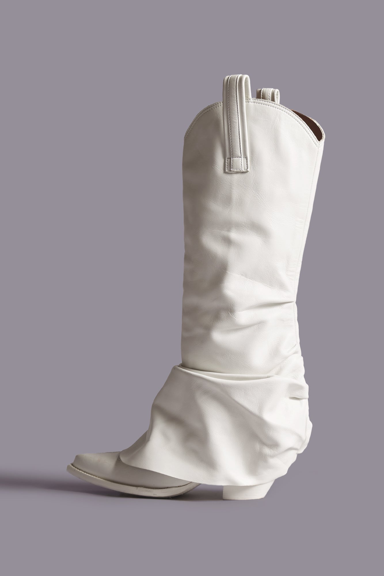 MID COWBOY BOOTS WITH SLEEVE - WHITE - R13