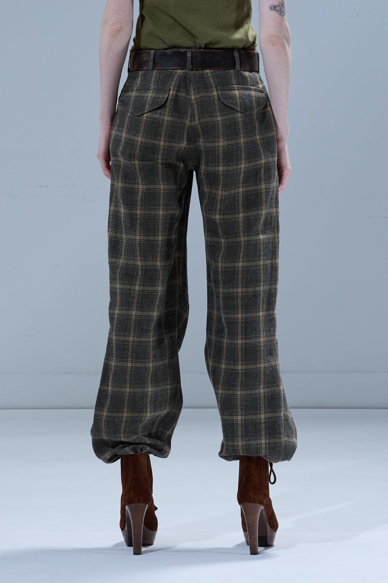 MILITARY PANTS - SAGE PLAID BROWN - R13