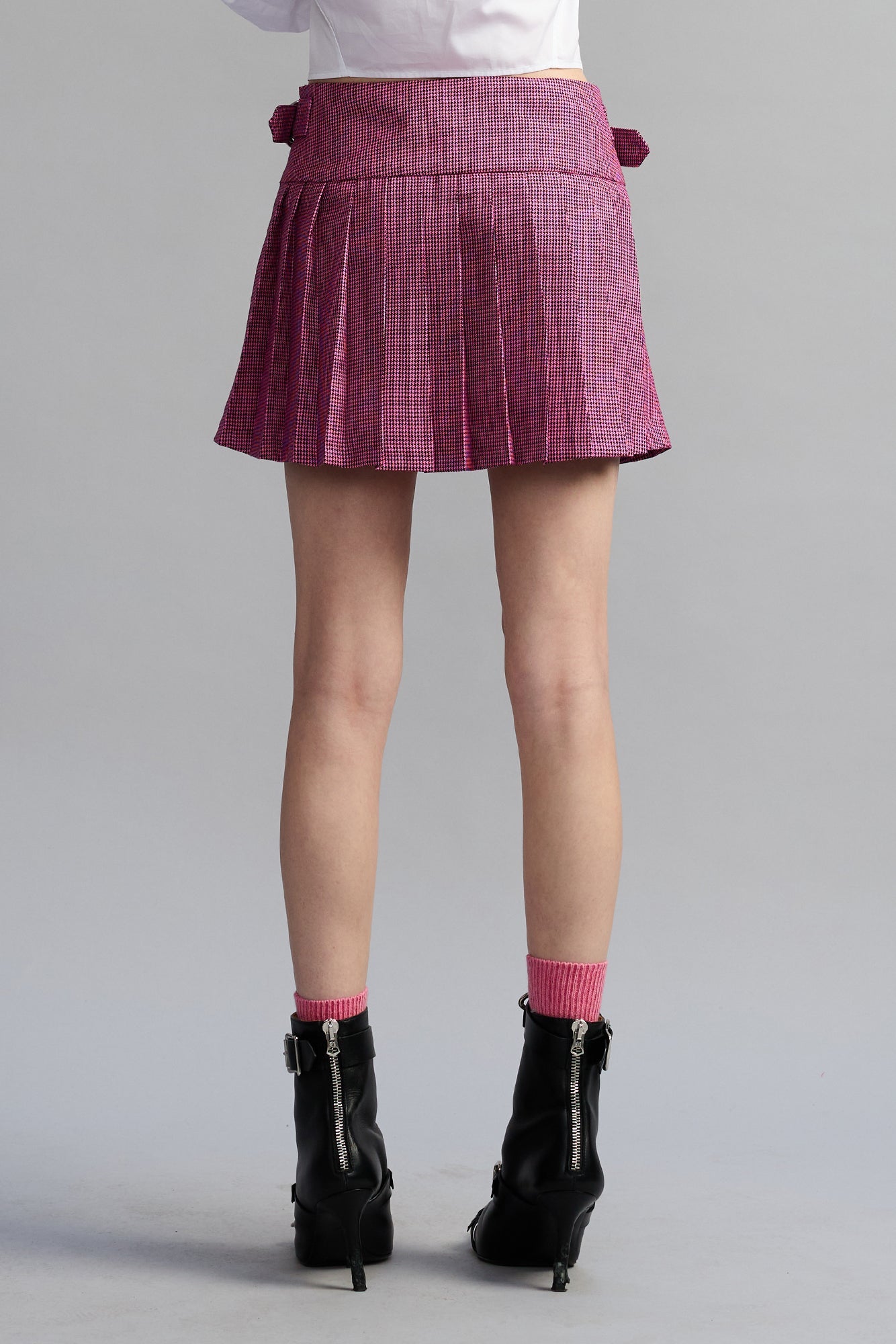 Mini Kilt Skirt - Pink Mini Houndstooth - R13